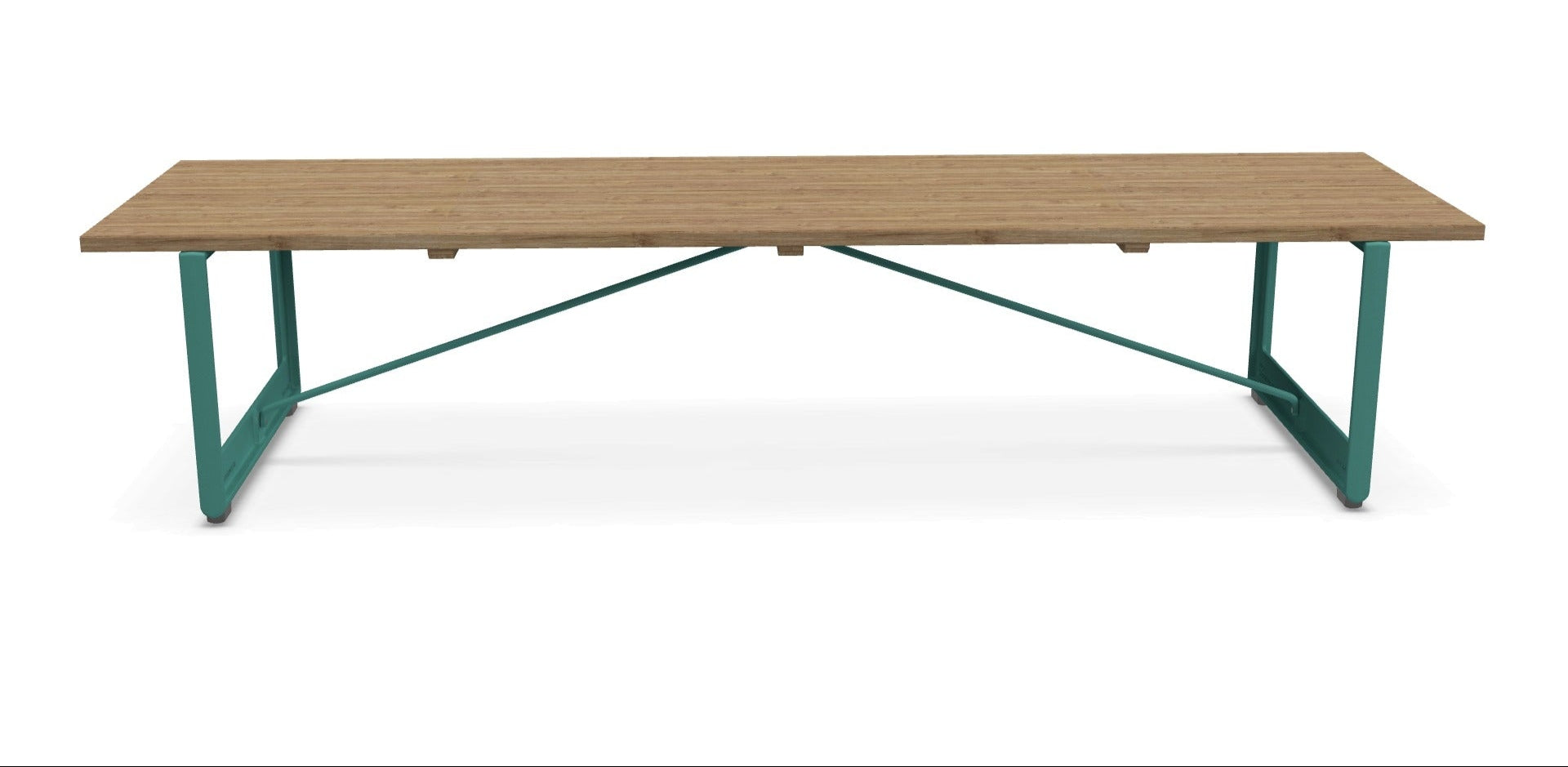 Lavica BRUT z dubového dreva s tyrkysovým podstavcom