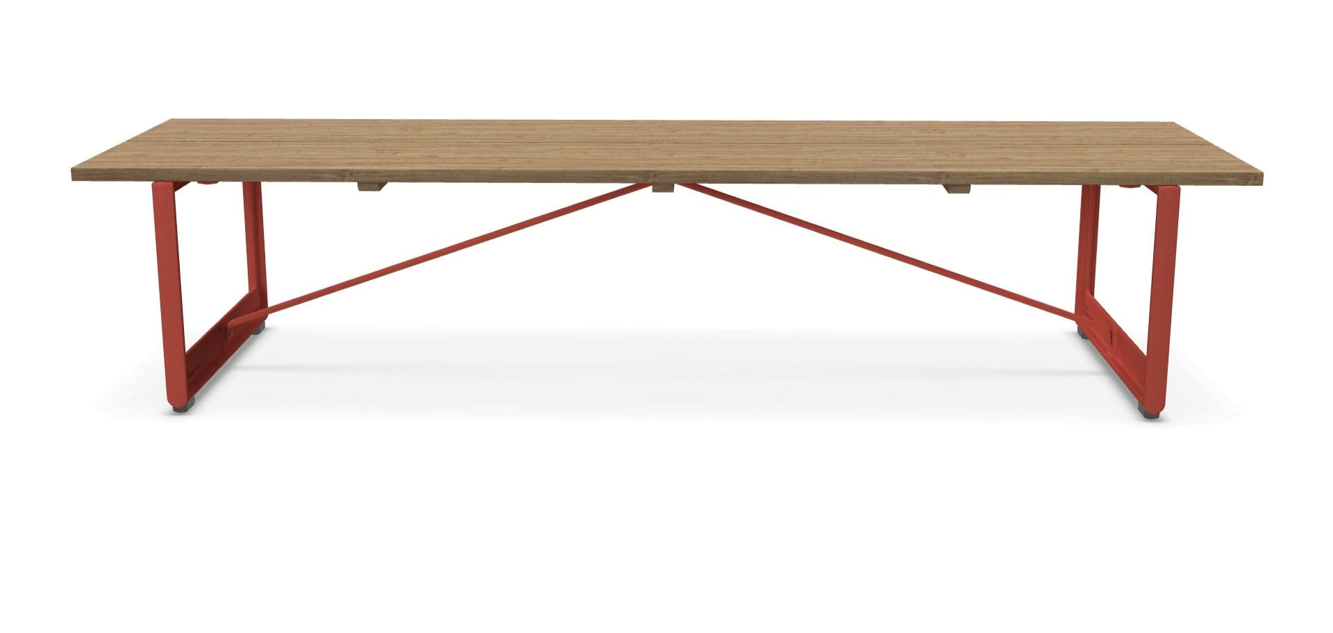 Lavica BRUT z dubového dreva s červeným podstavcom