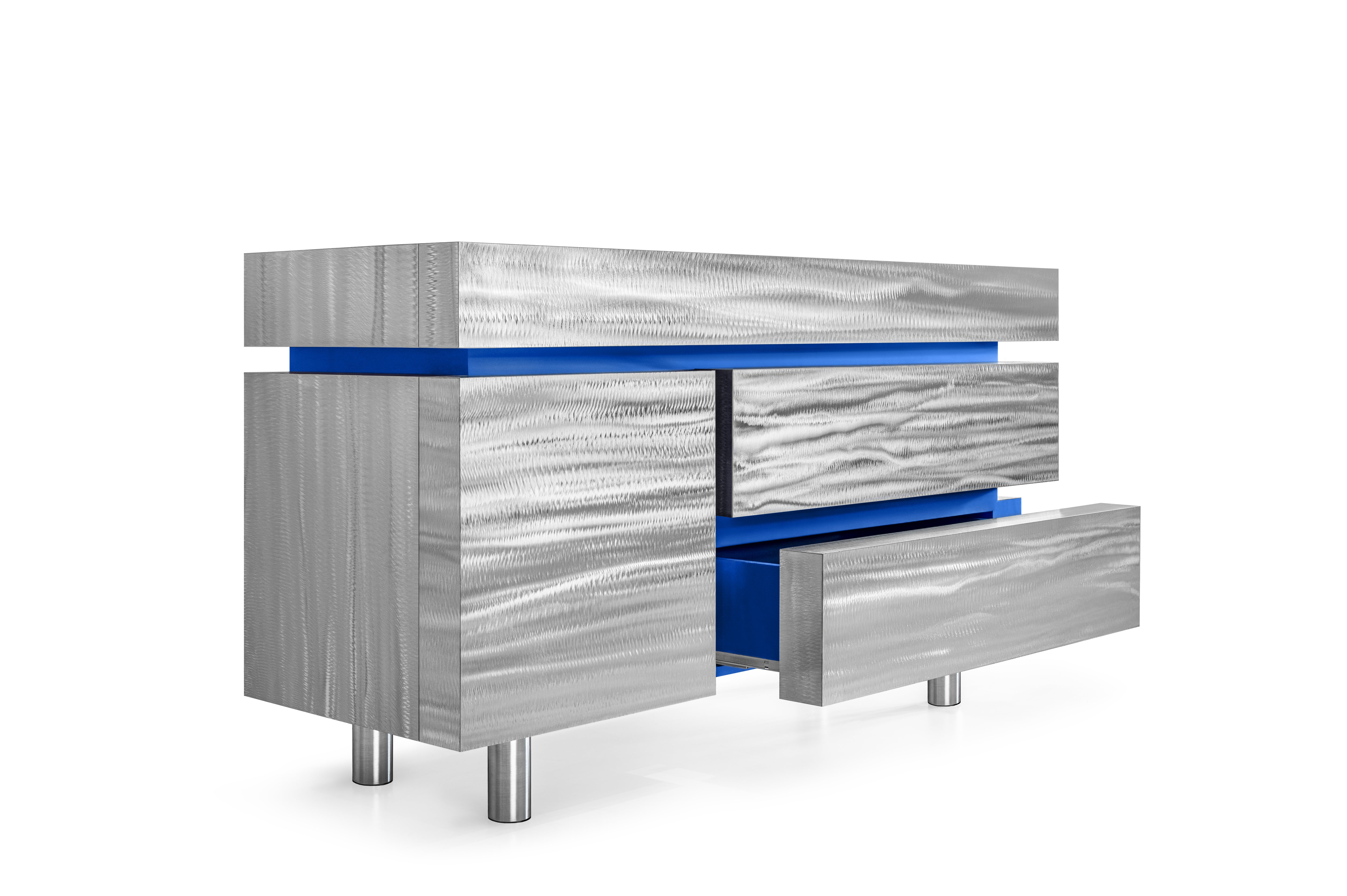 Komoda GERRIT CS1 - LIMITOVANÁ EDÍCIA oceľová s kobaltovou