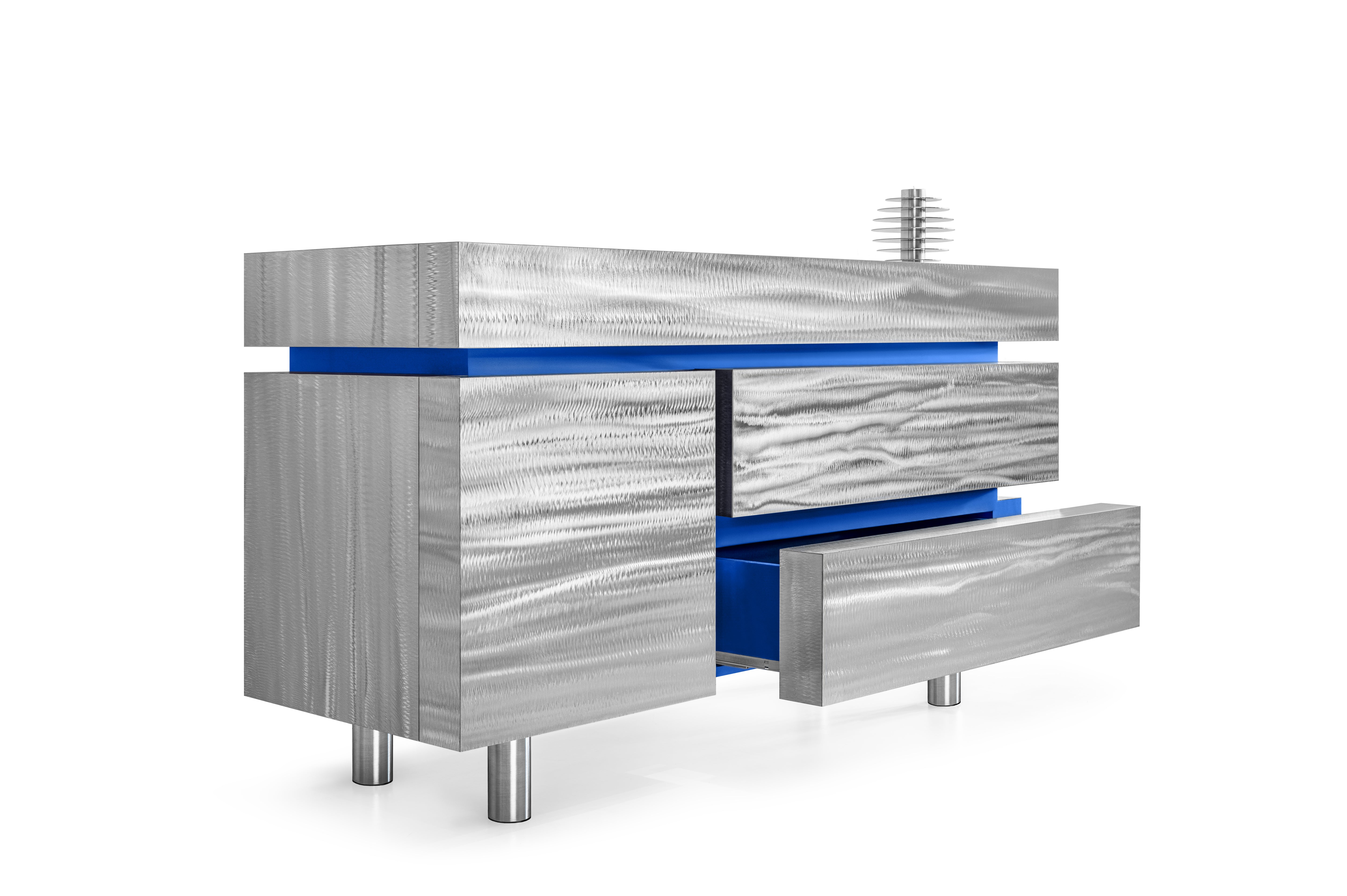 Komoda GERRIT CS1 - LIMITOVANÁ EDÍCIA oceľová s kobaltovou