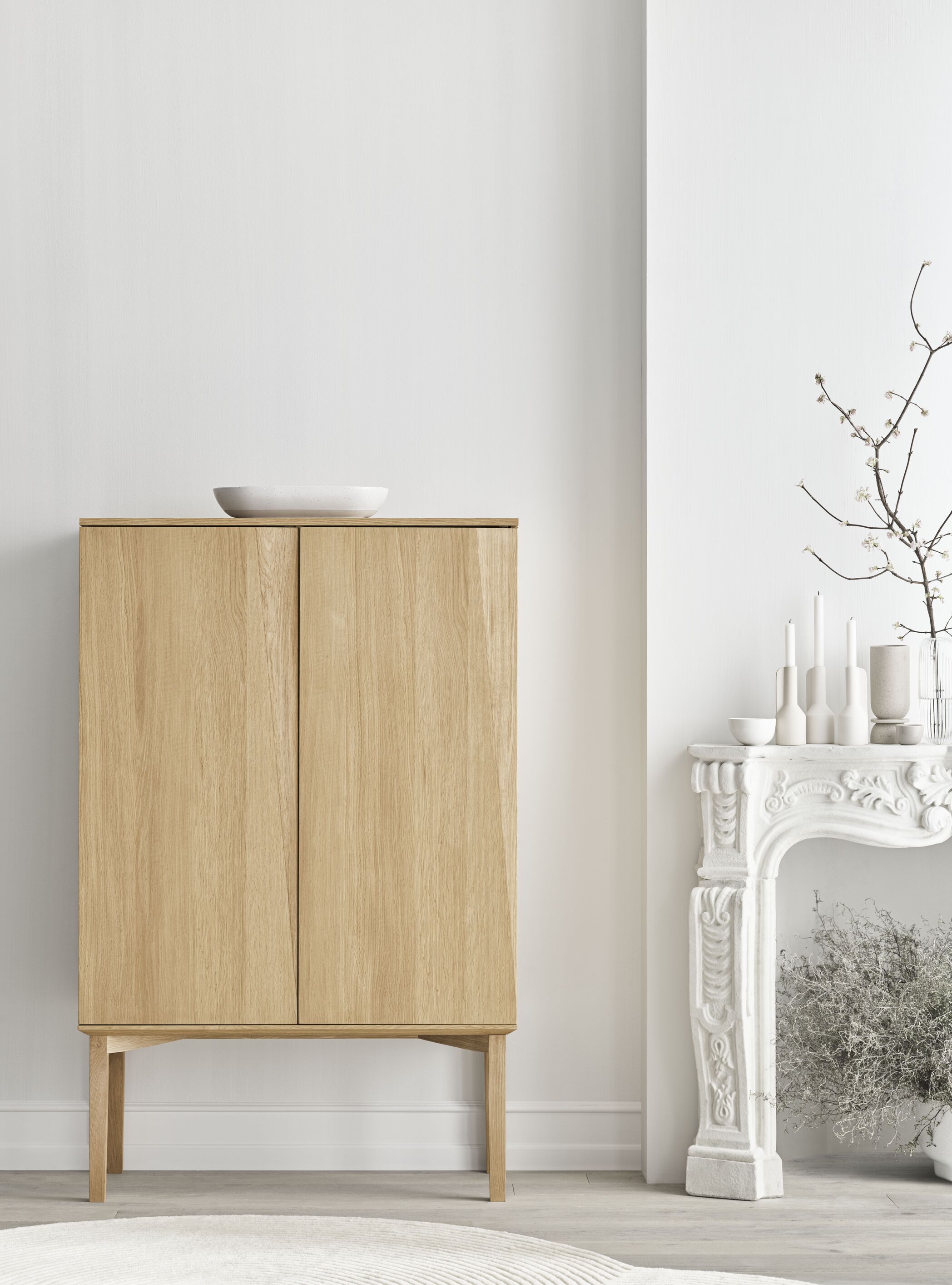 Silent cabinet oak wood with a wooden base