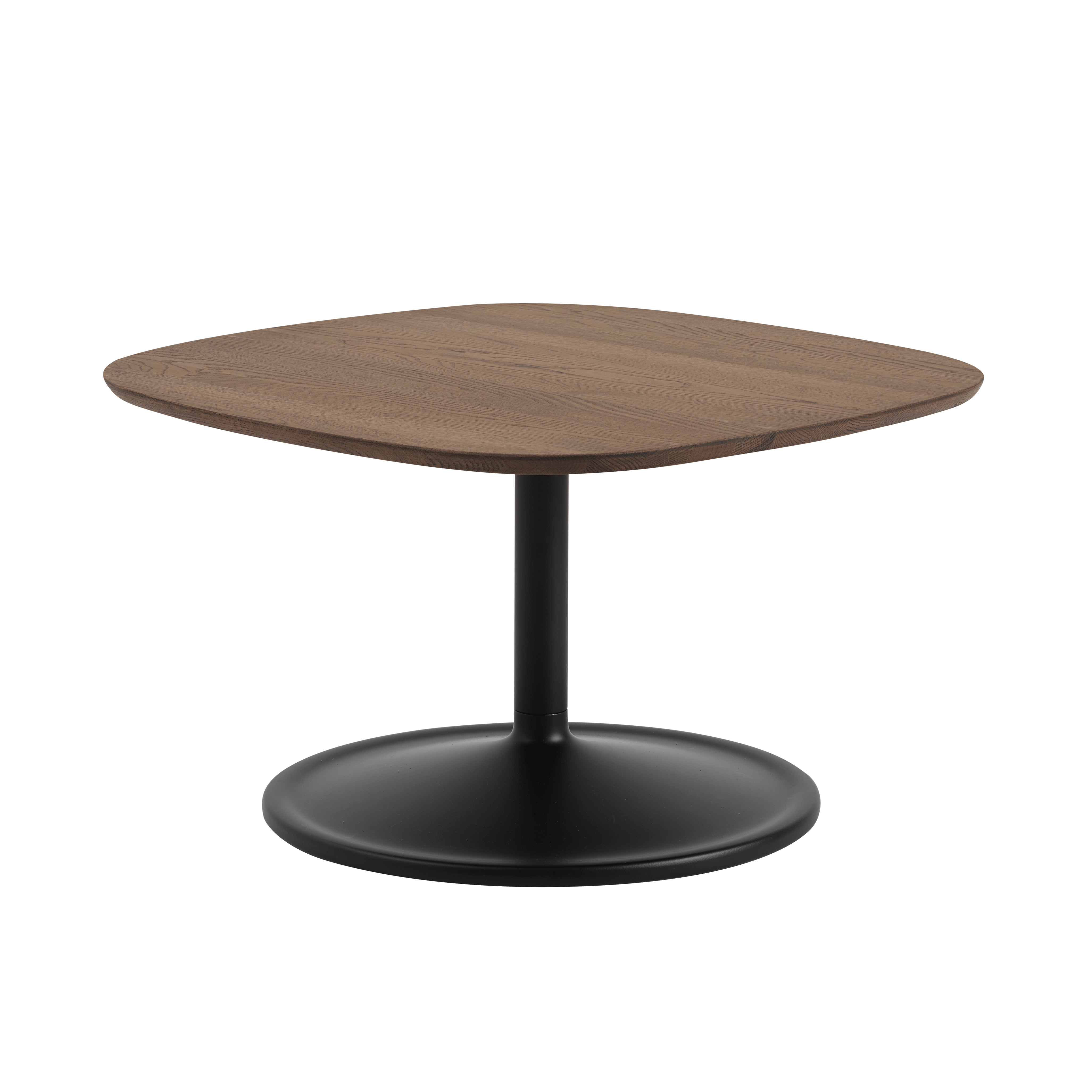 Square Coffee Table SOFT dark oak wood with black base