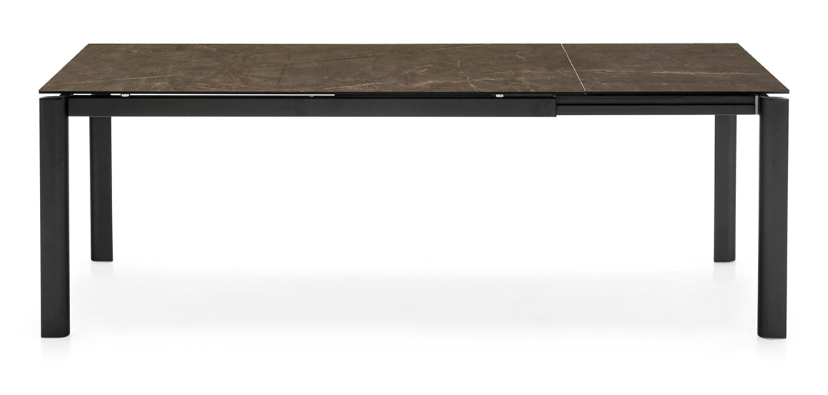 Rozkladací stôl STREAM s hnedou doskou a čiernym podstavcom