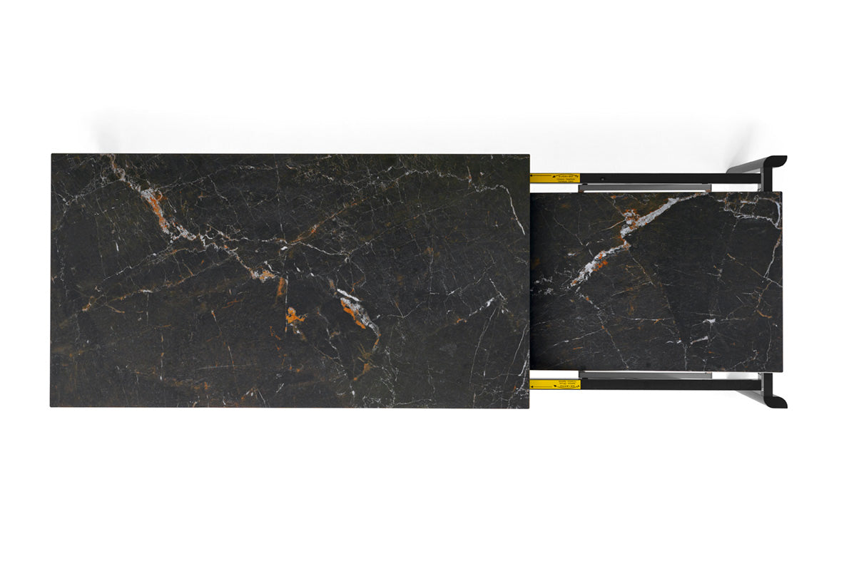 Rozkladací stôl STREAM s čiernou doskou a čiernym podstavcom