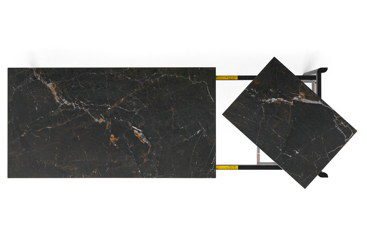 Rozkladací stôl STREAM s čiernou doskou a čiernym podstavcom