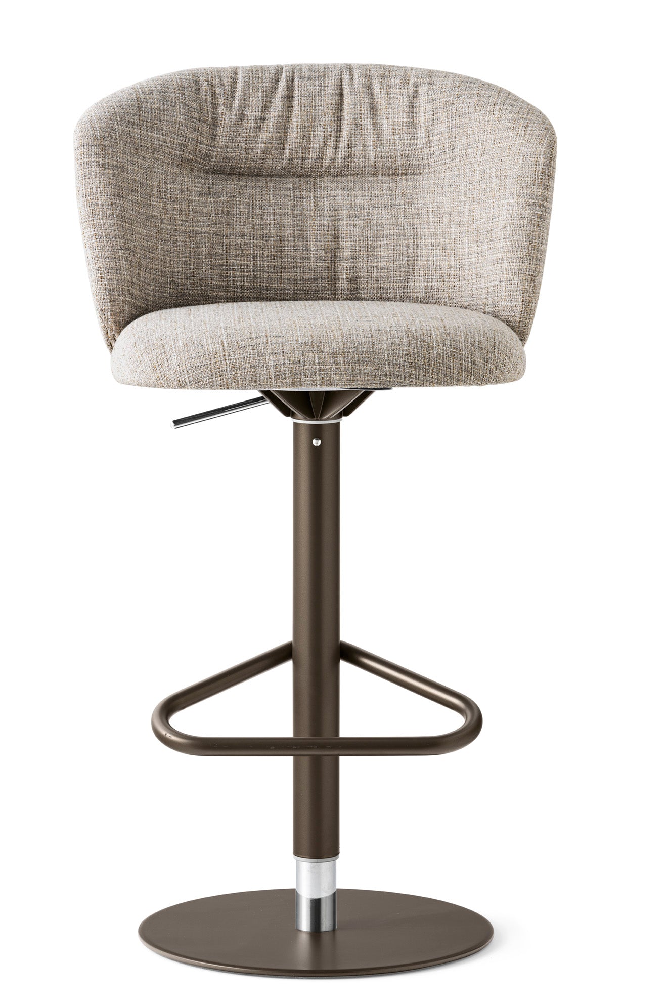 Swivel Bar Stool SWEEL upholstered with a brown metal base