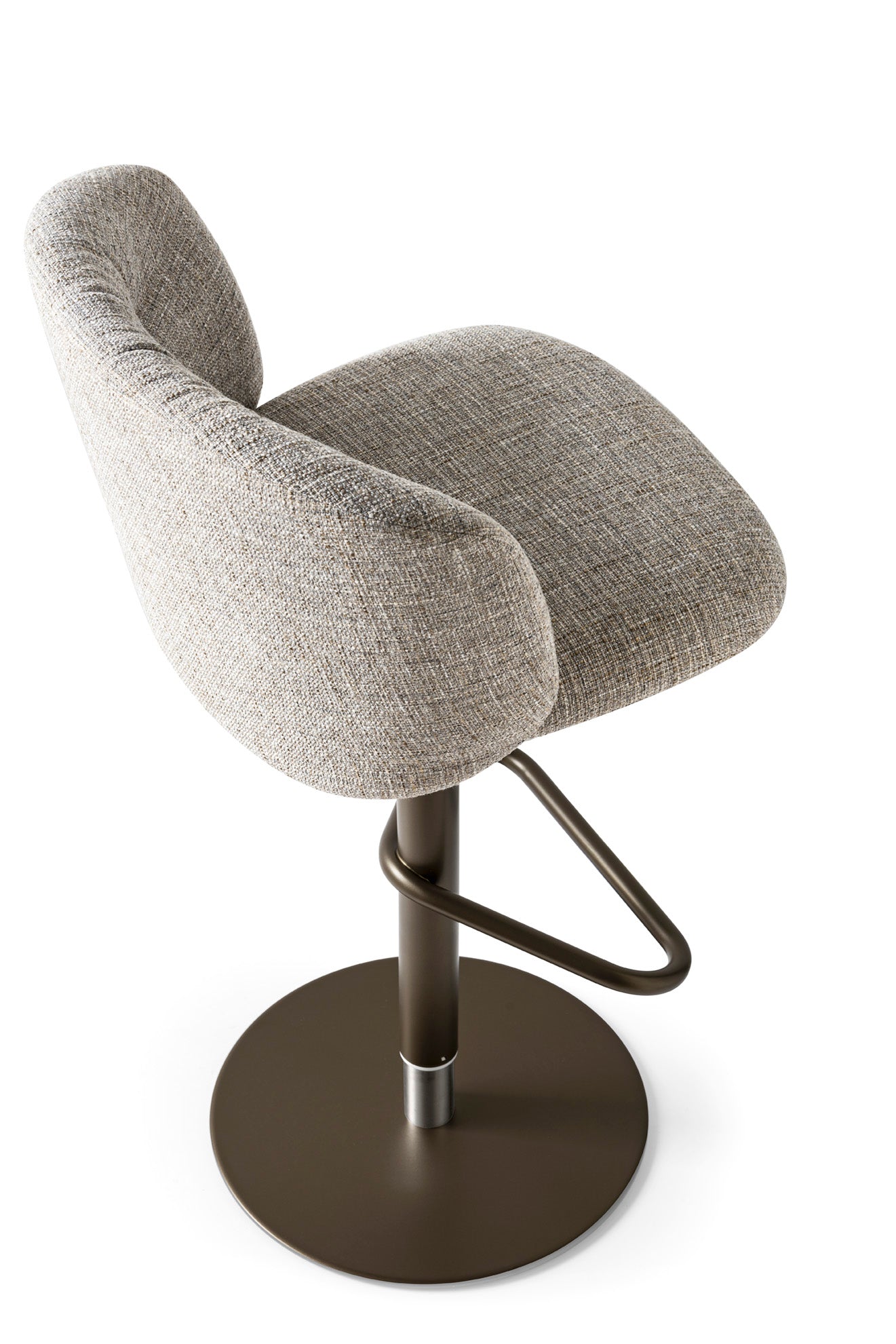 Swivel Bar Stool SWEEL upholstered with a brown metal base
