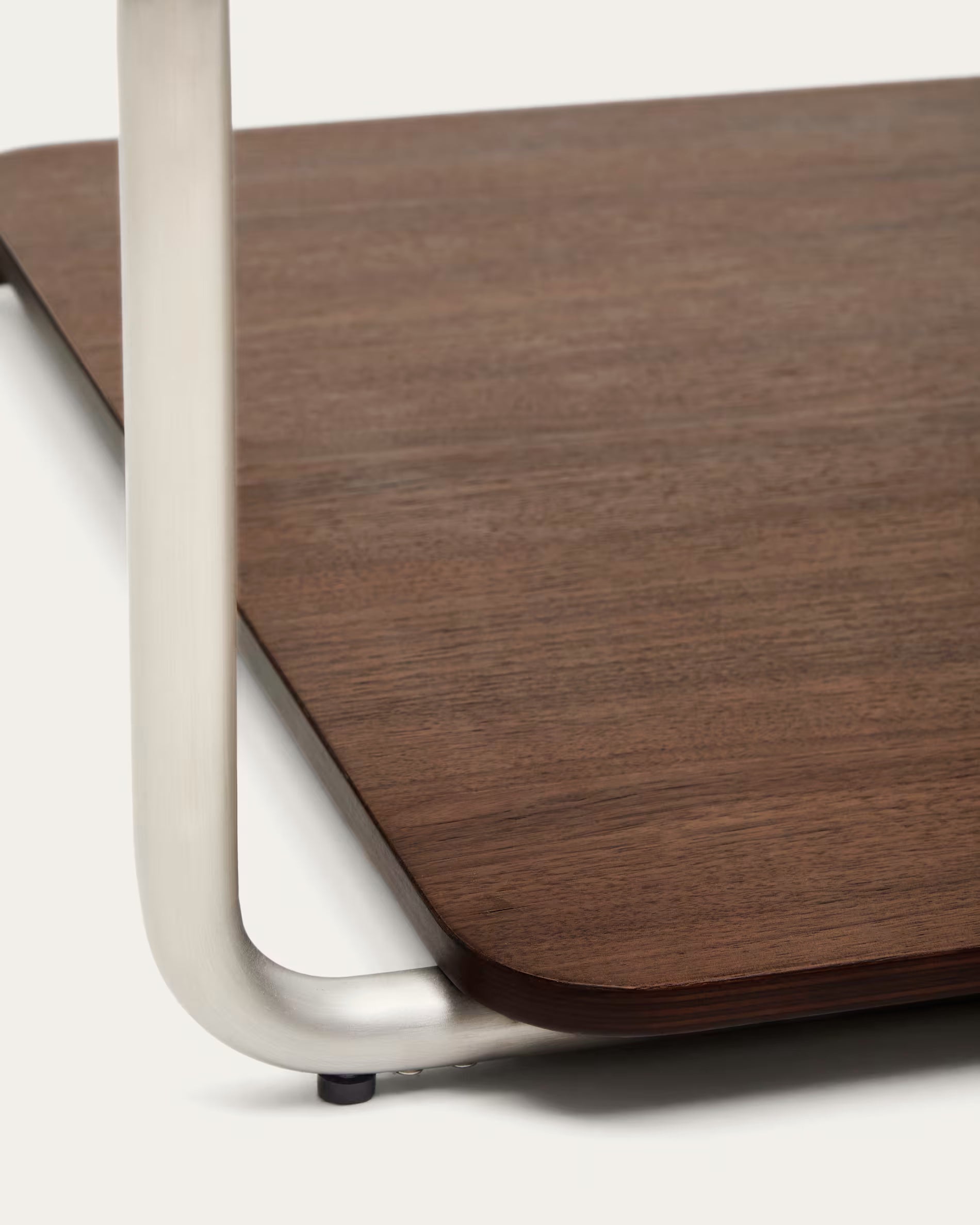 TARSEL dark brown coffee table with walnut veneer and steel base