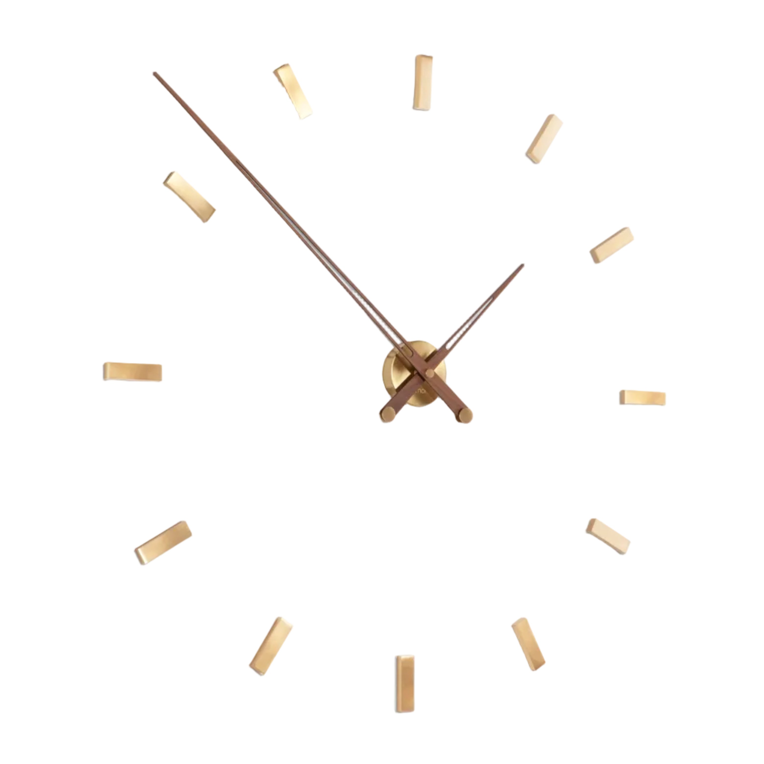 Wall clock TACON walnut wood with brass finish
