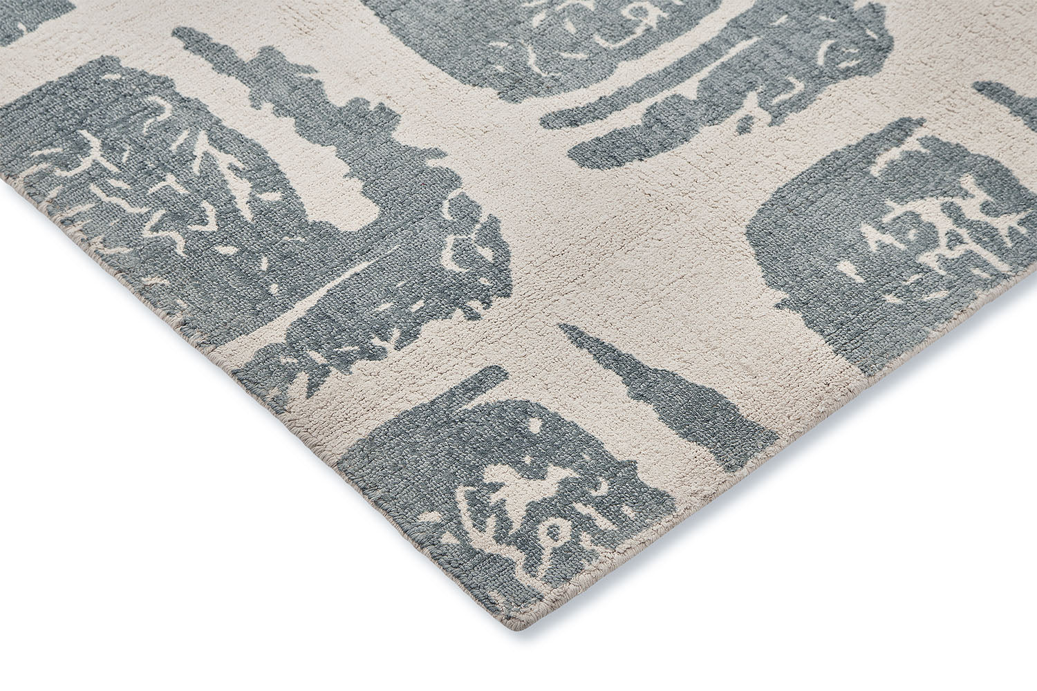 Woodblock rug gray beige-gray