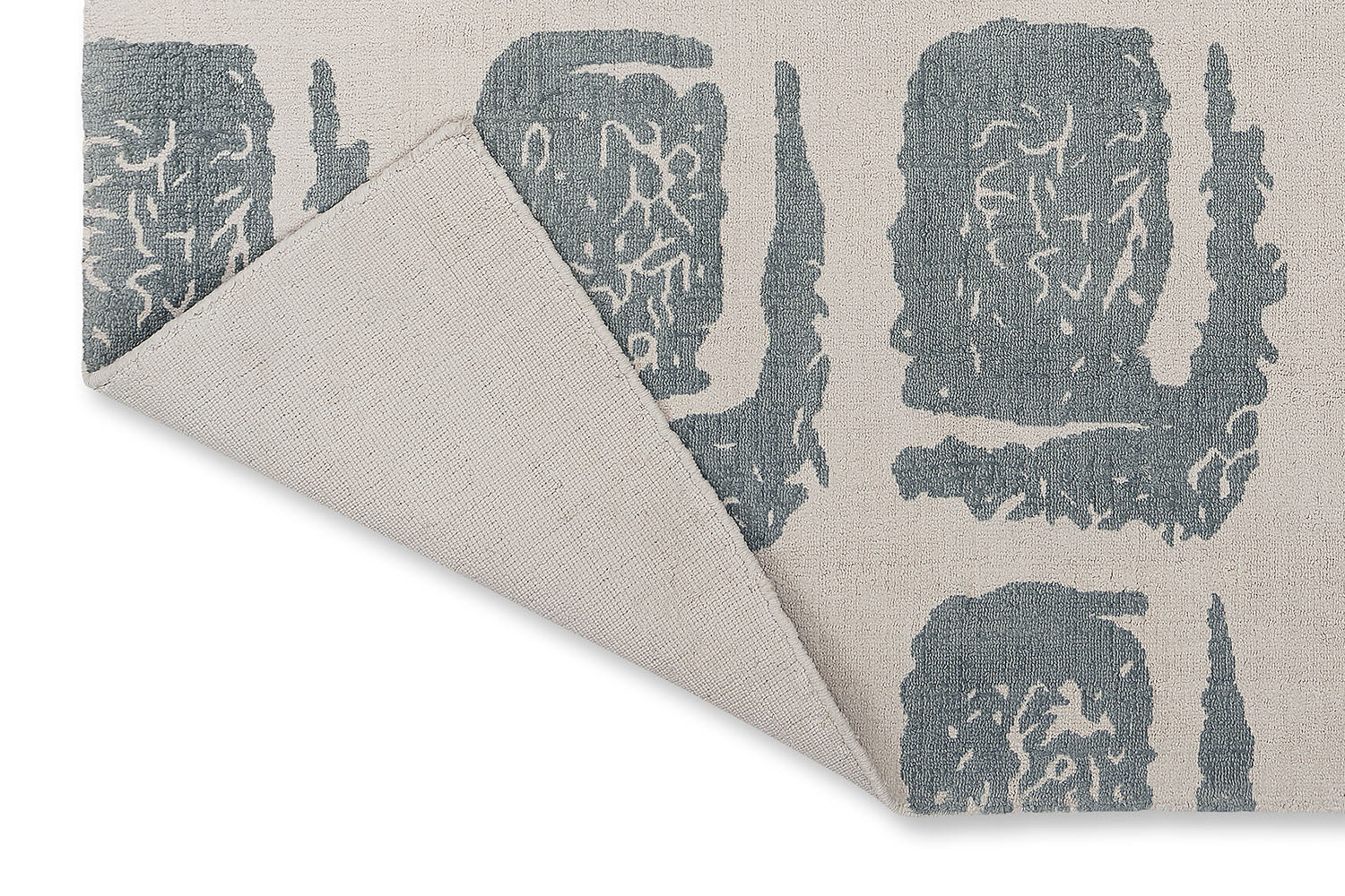 Woodblock rug gray beige-gray