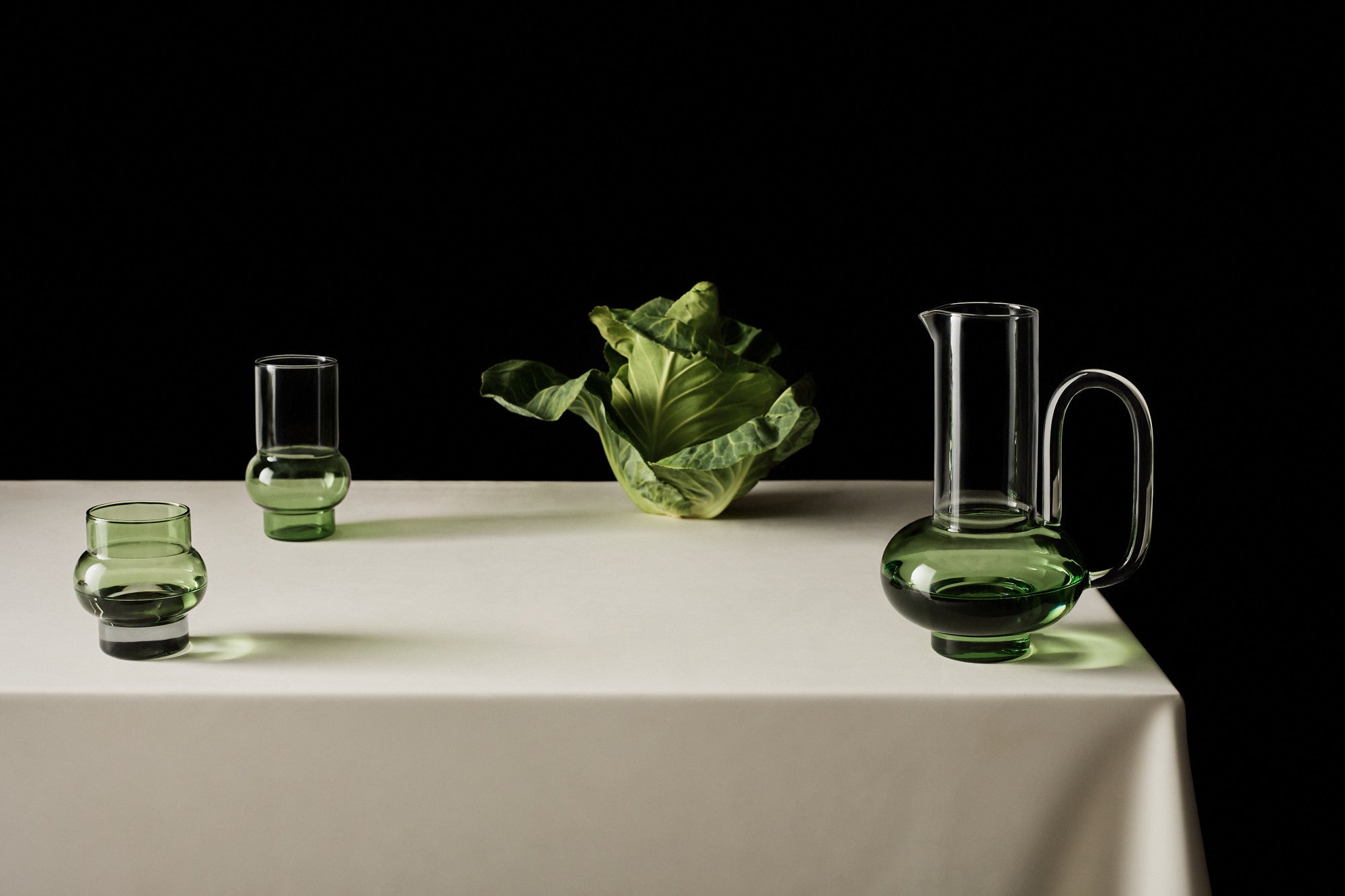 Green glass bump jug