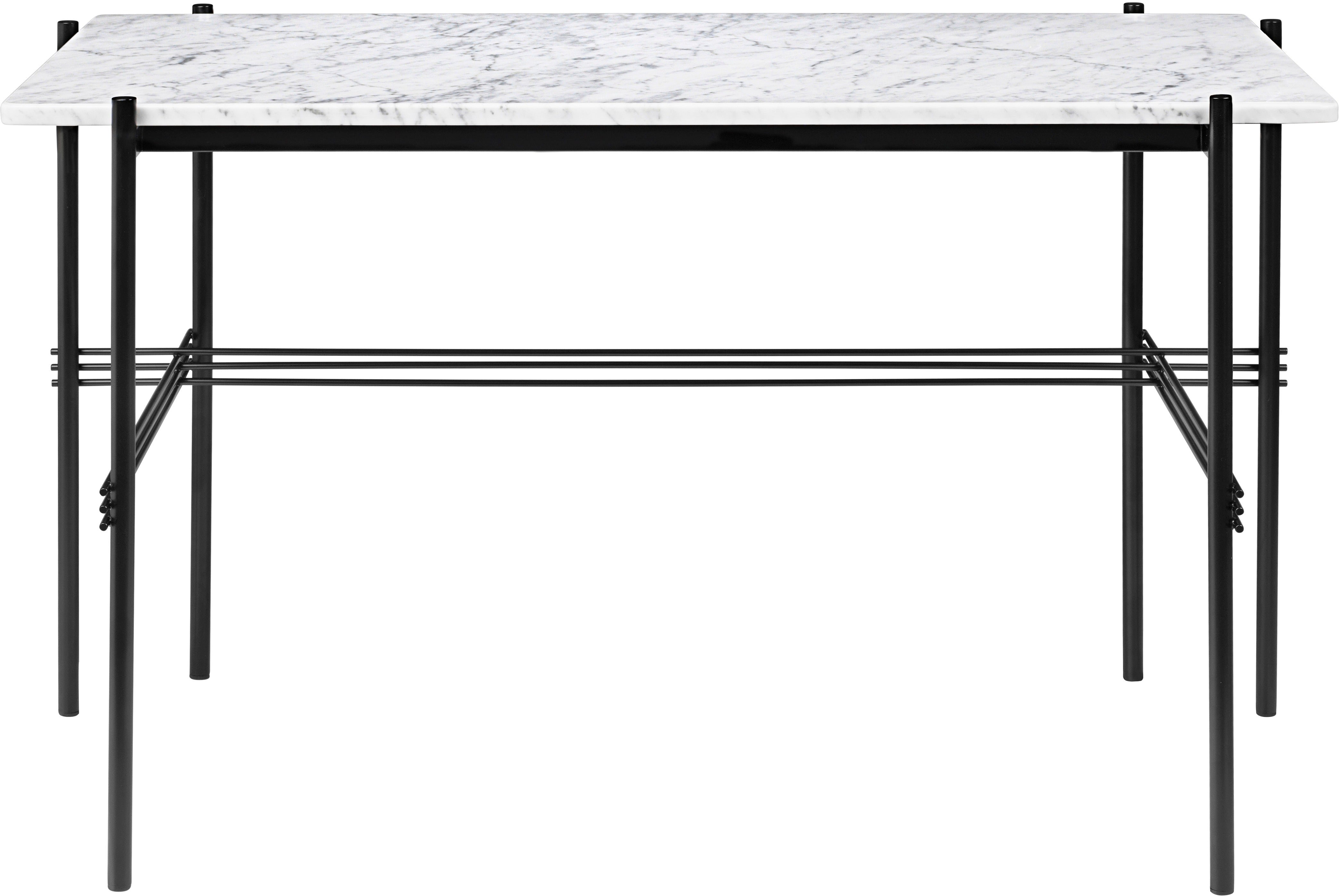 Písací stôl TS biely mramor s čiernym podstavcom