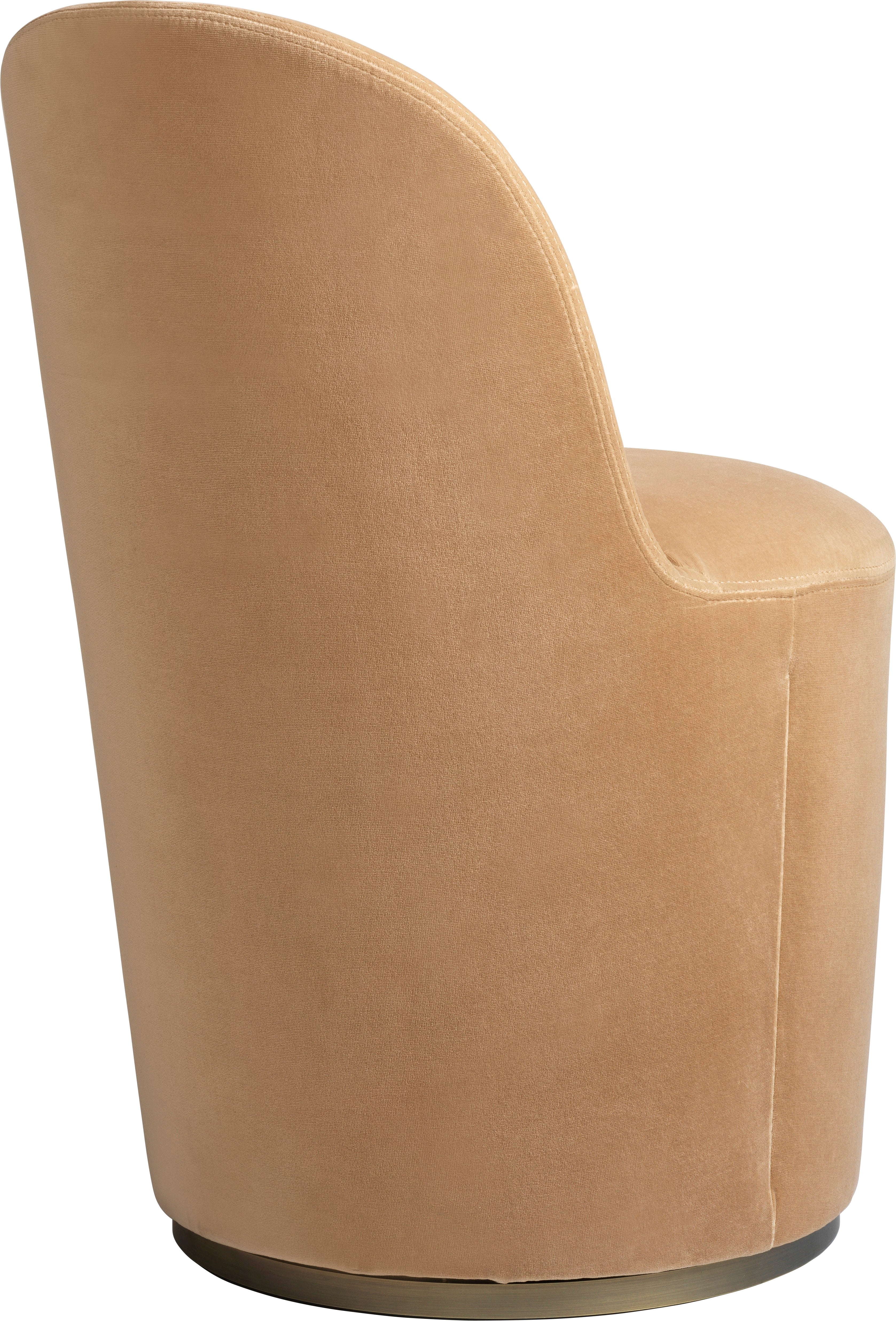Upholstered TAIL armchair with a brass base