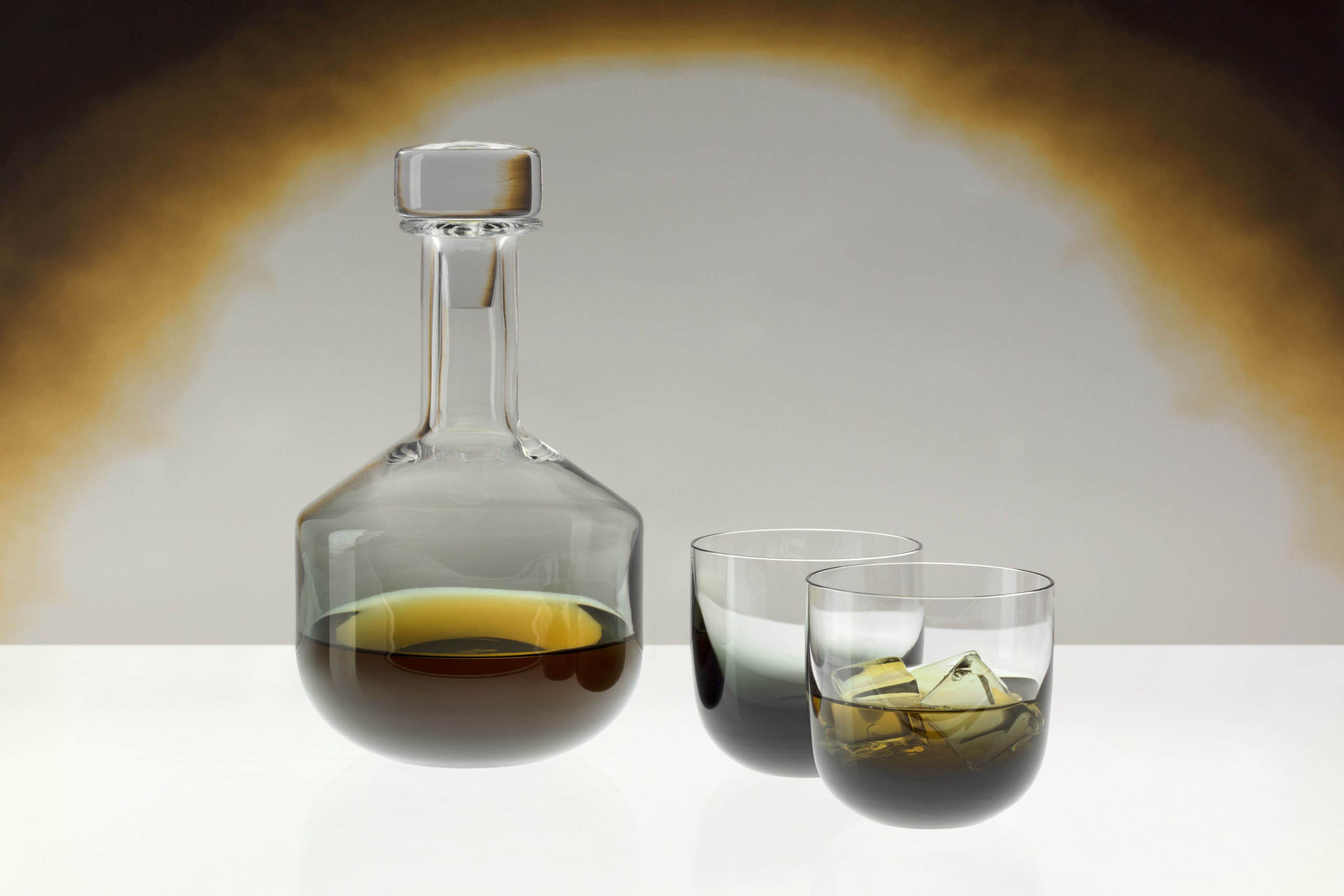 Set of whiskey glasses tank black glass