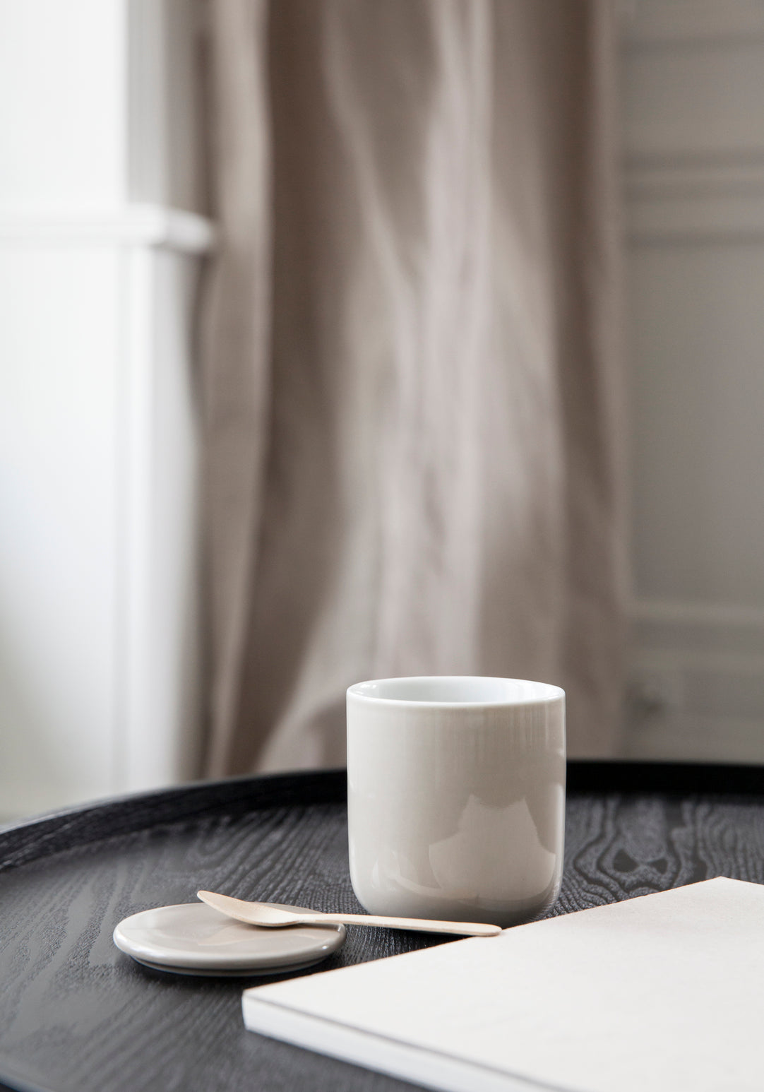 TURNING coffee table black ash wood