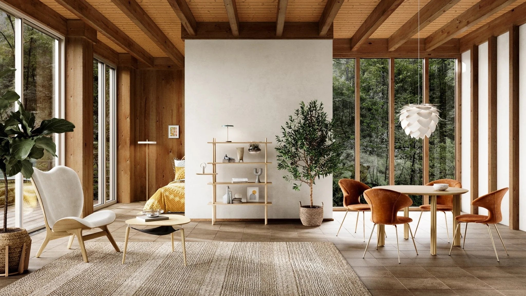 Kávový stolík HANG OUT dub so striebornými podperami