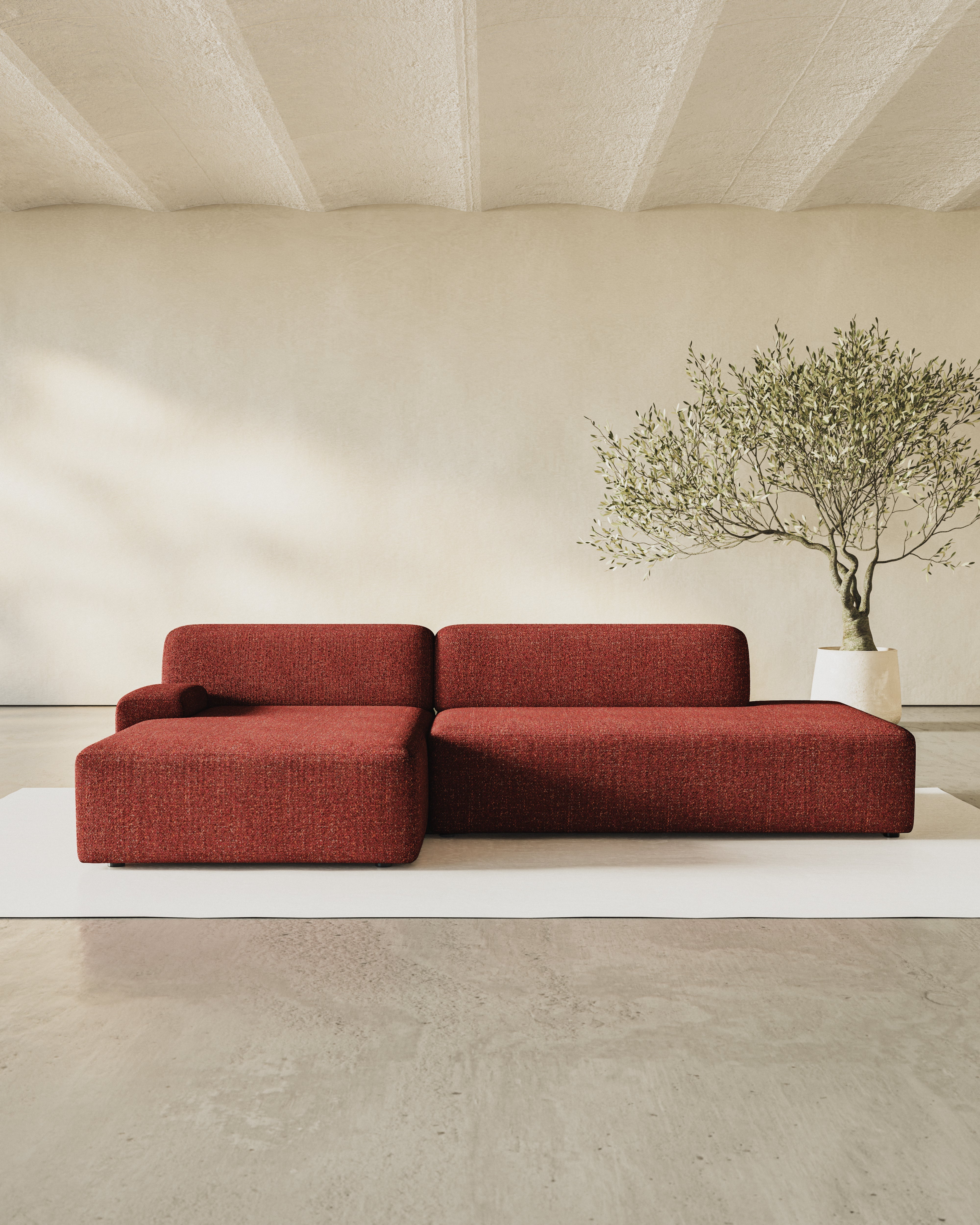 Open left-sided modular corner sofa UMI chestnut red