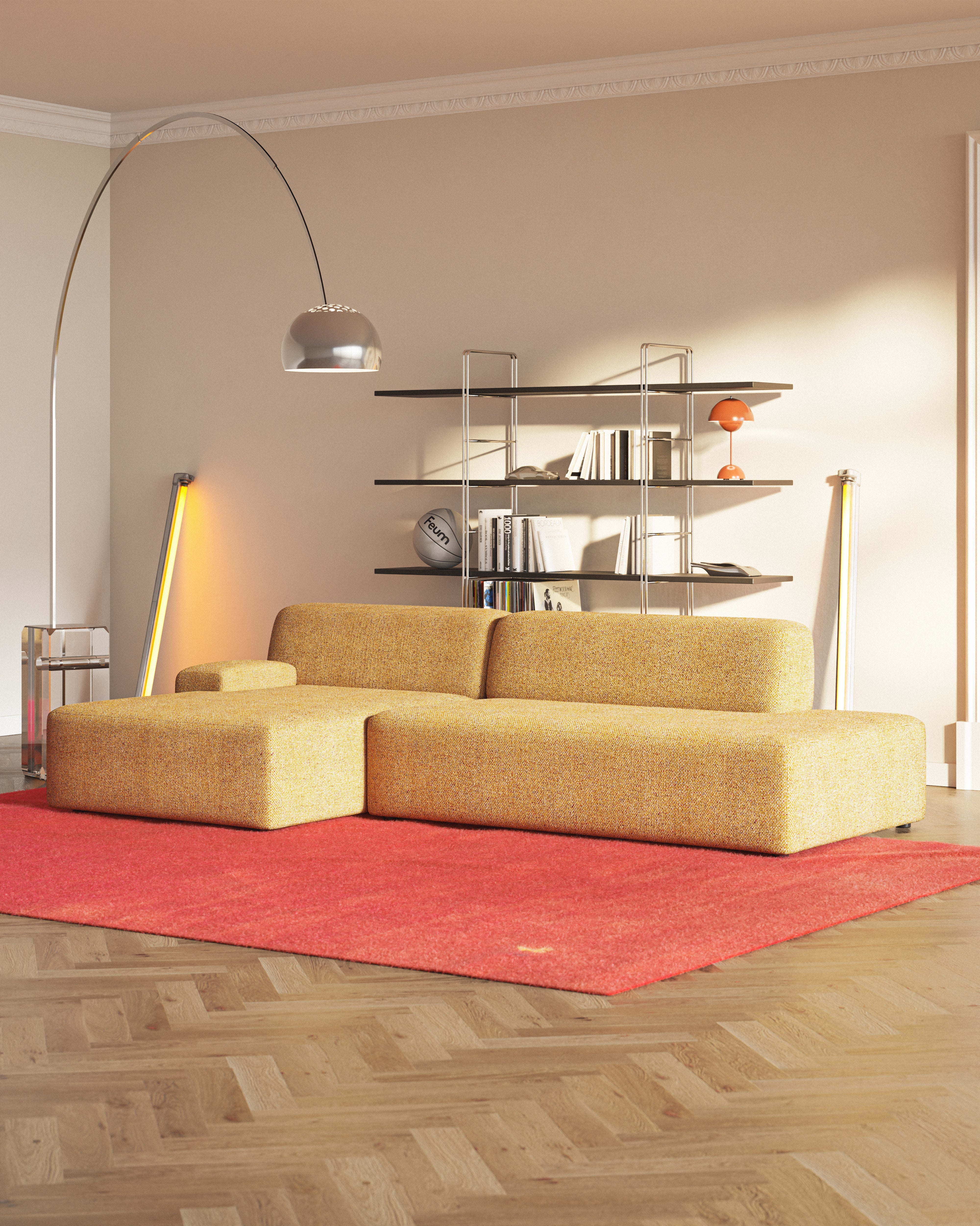 Open left-sided modular corner sofa UMI autumn orange