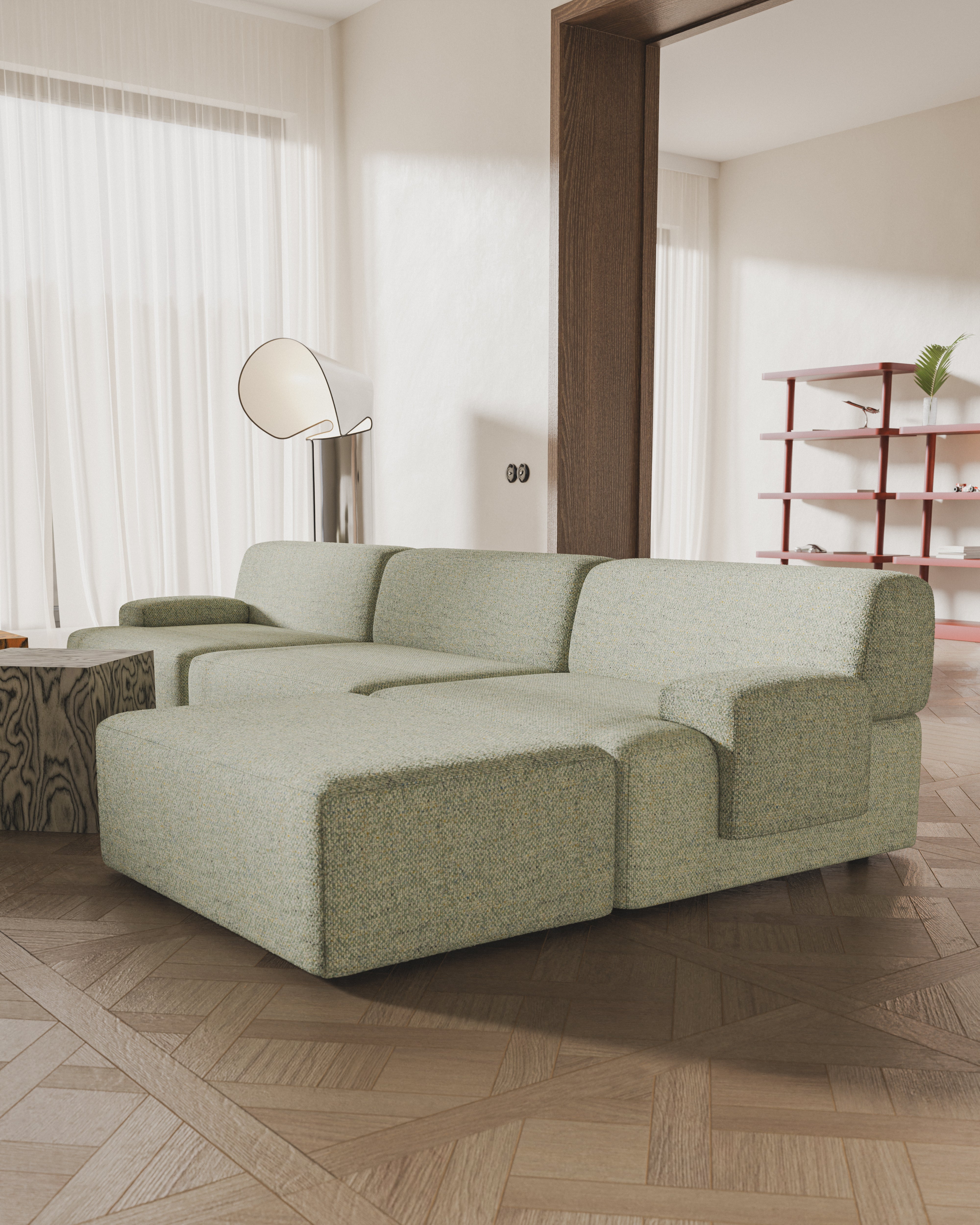 Modular corner sofa for 3 people UMI light green