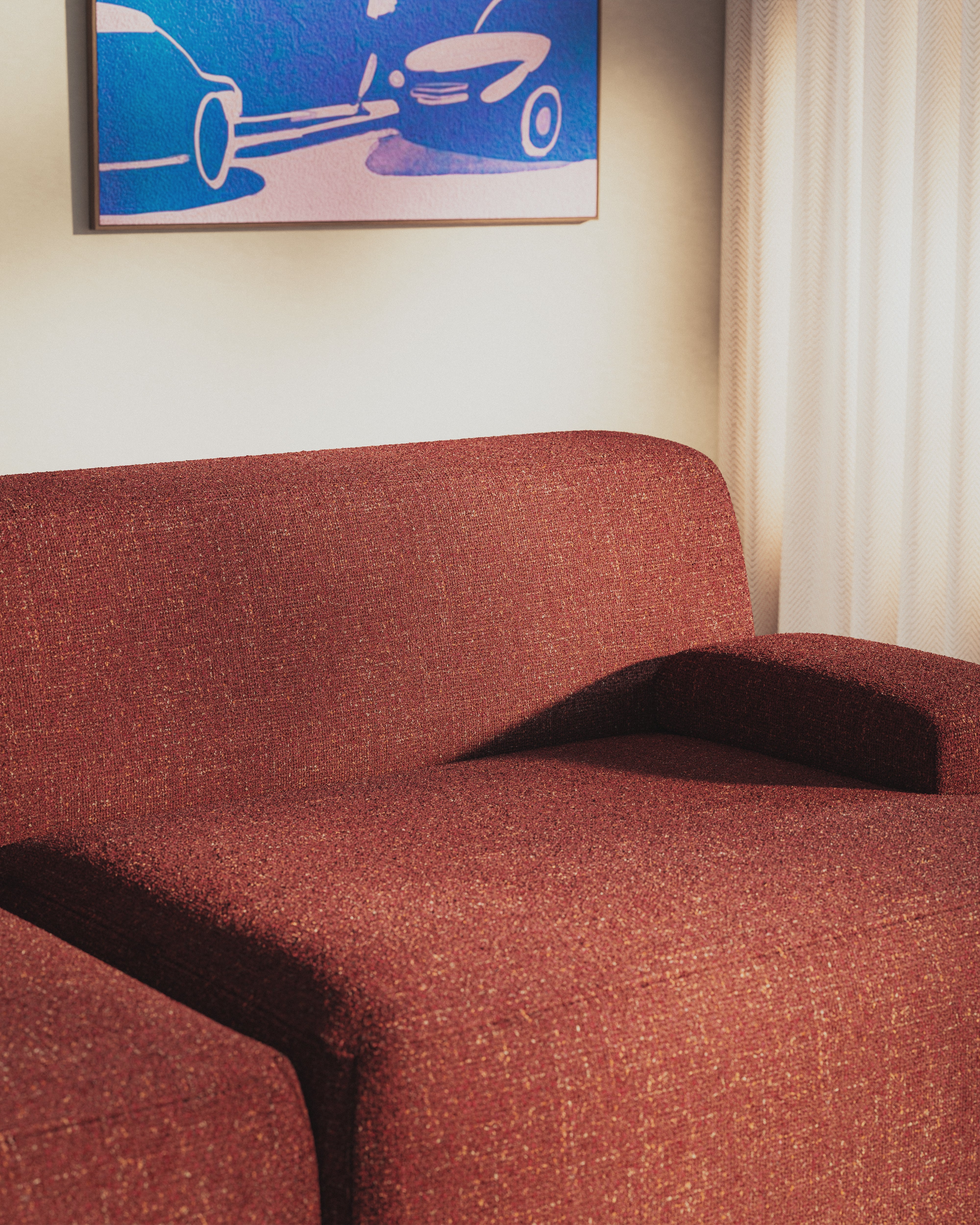 Modular corner sofa for 3 people UMI chestnut red