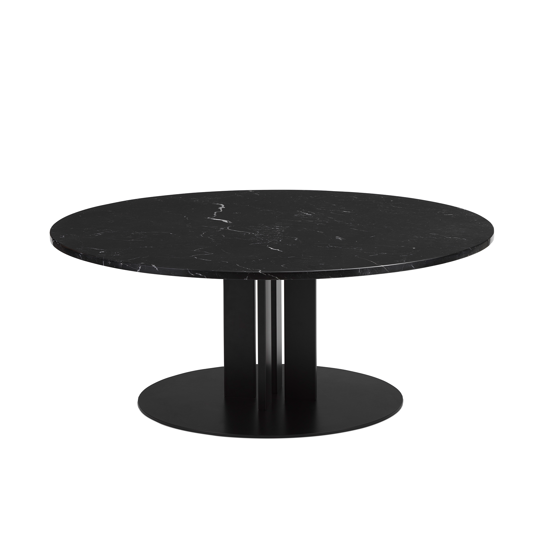 Round coffee table Scala black veneered top with a black base