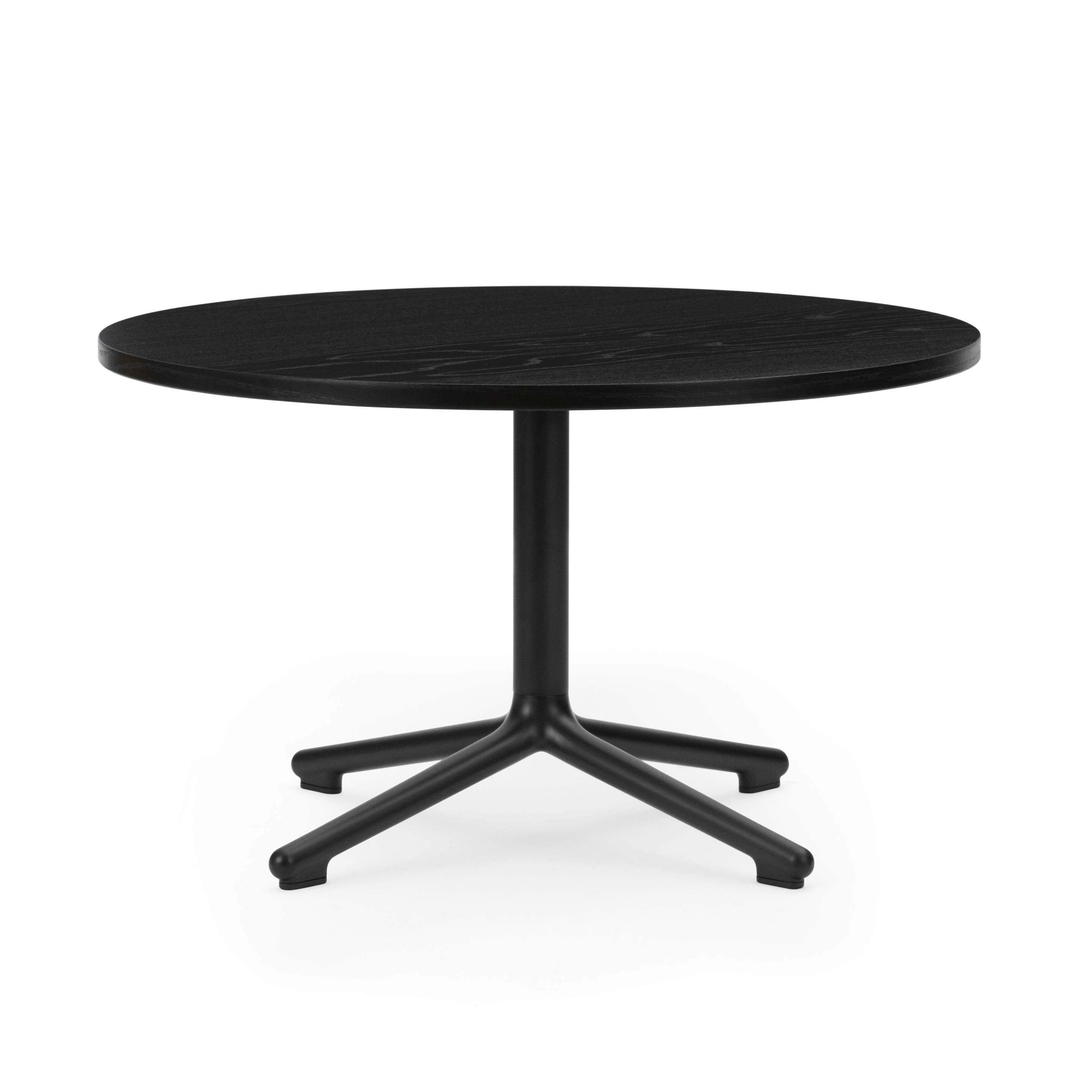 Kávový stolík LUNAR čierny s dubovou doskou a čiernym podstavcom