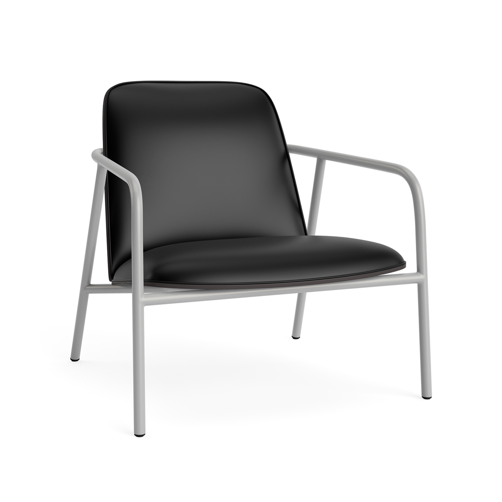 Upholstered armchair pad low black ash veneer with a gray base