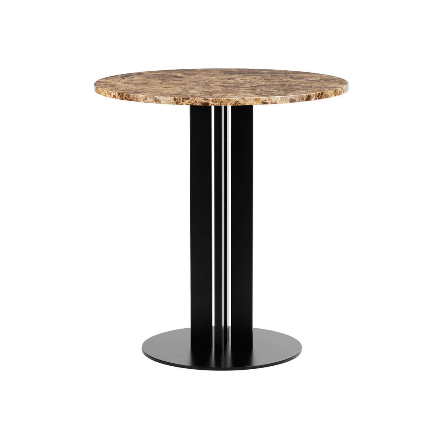 Round cafe table Scala sand marble top with a black base