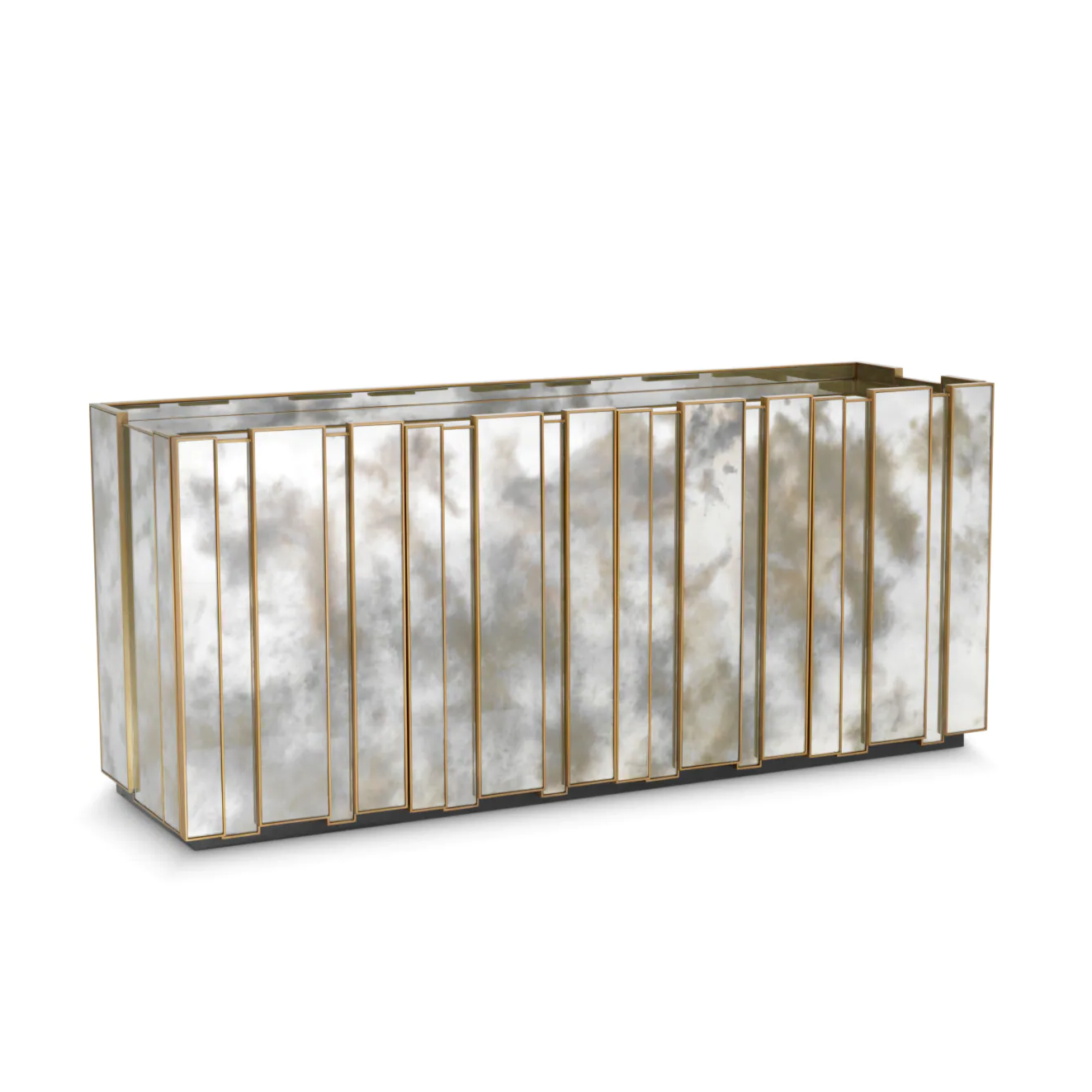 Komoda NOTTINGHAM z lesklým mosadzným povrchom