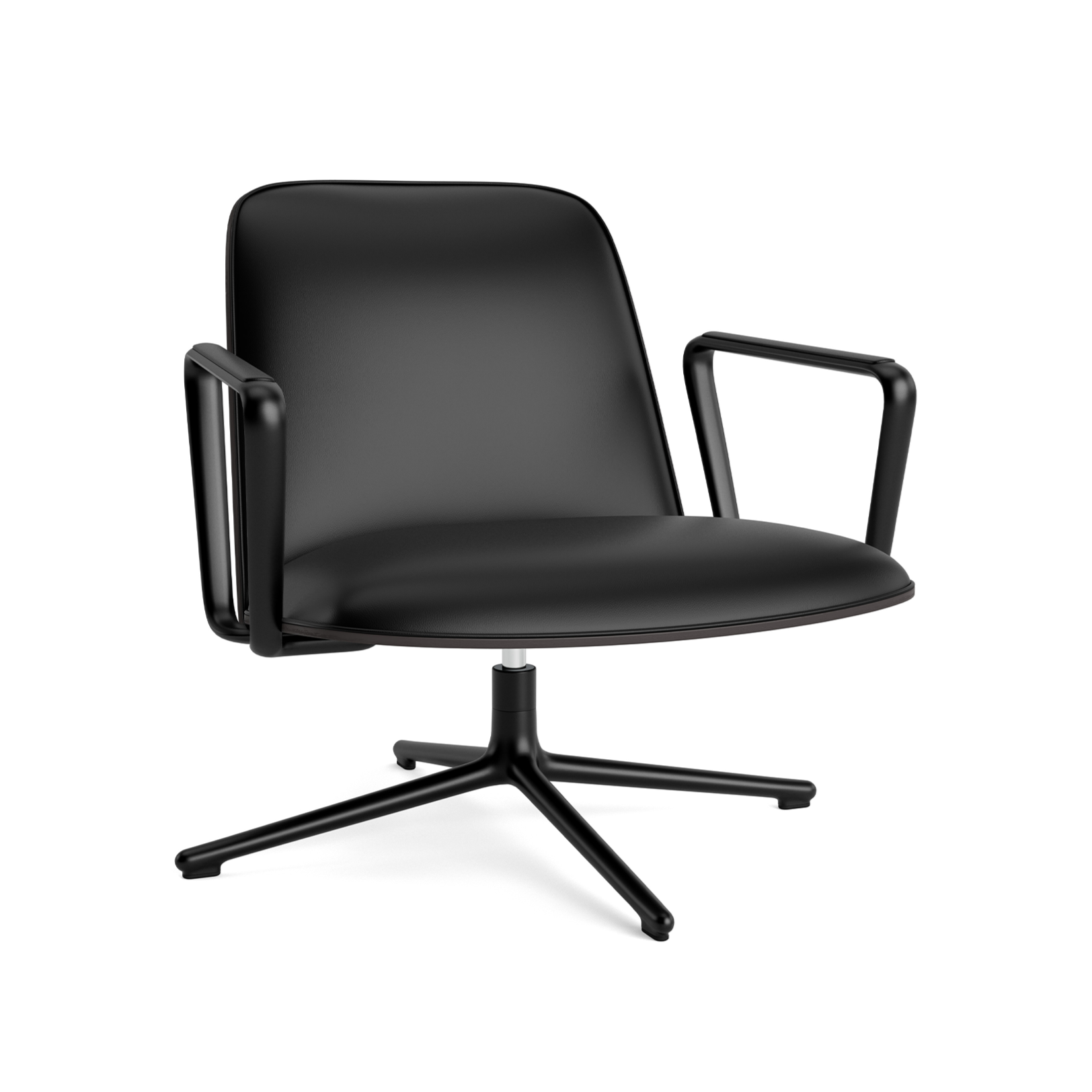 Rotary armchair pad low black ash veneer with a black base