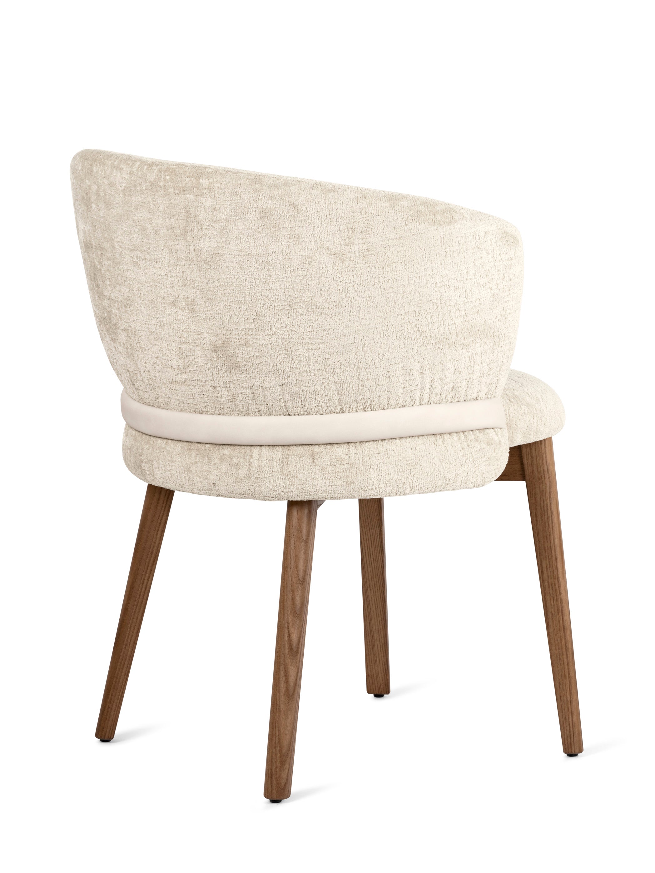 VANILLA upholstered chair with walnut base