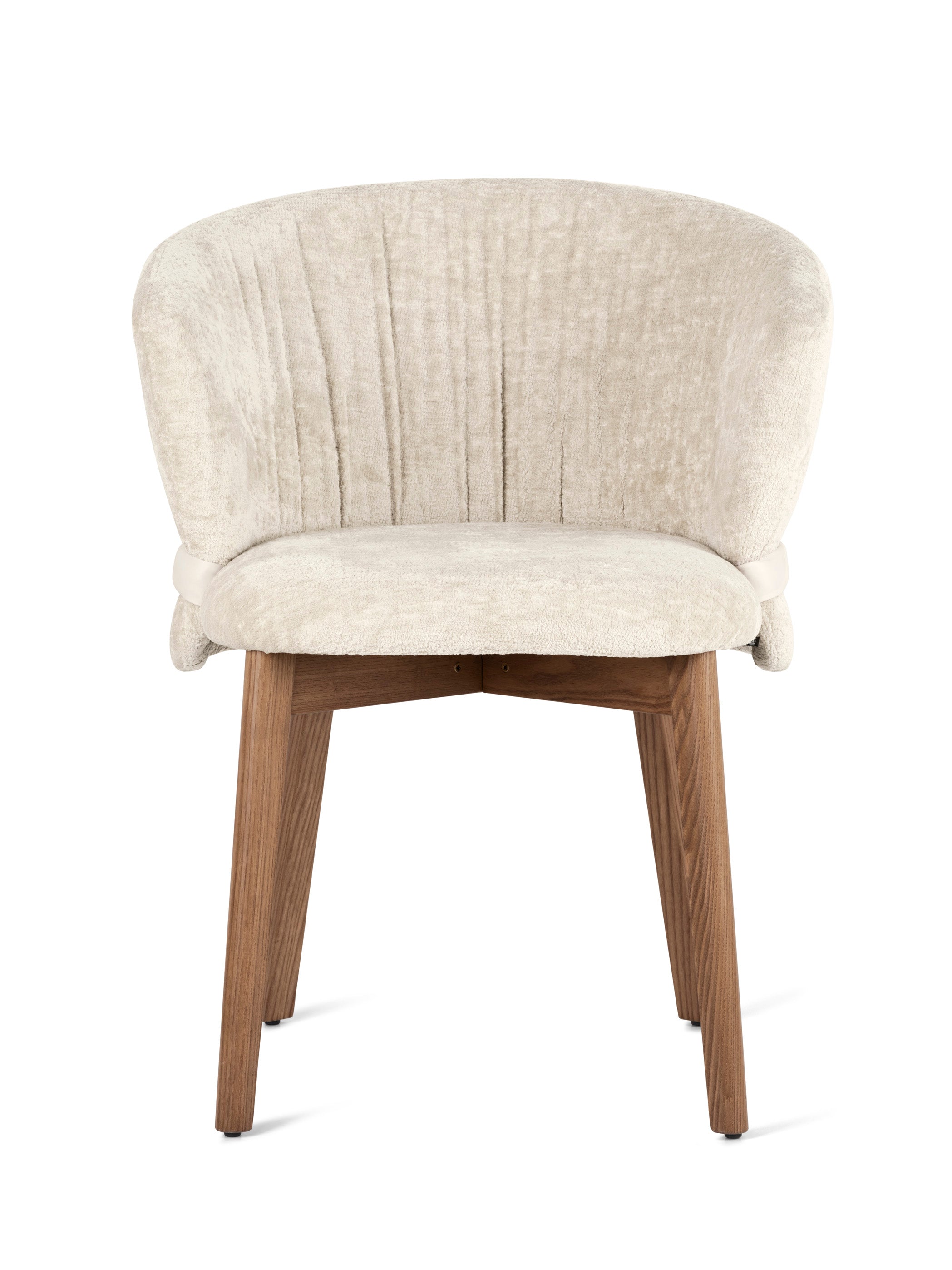 VANILLA upholstered chair with walnut base