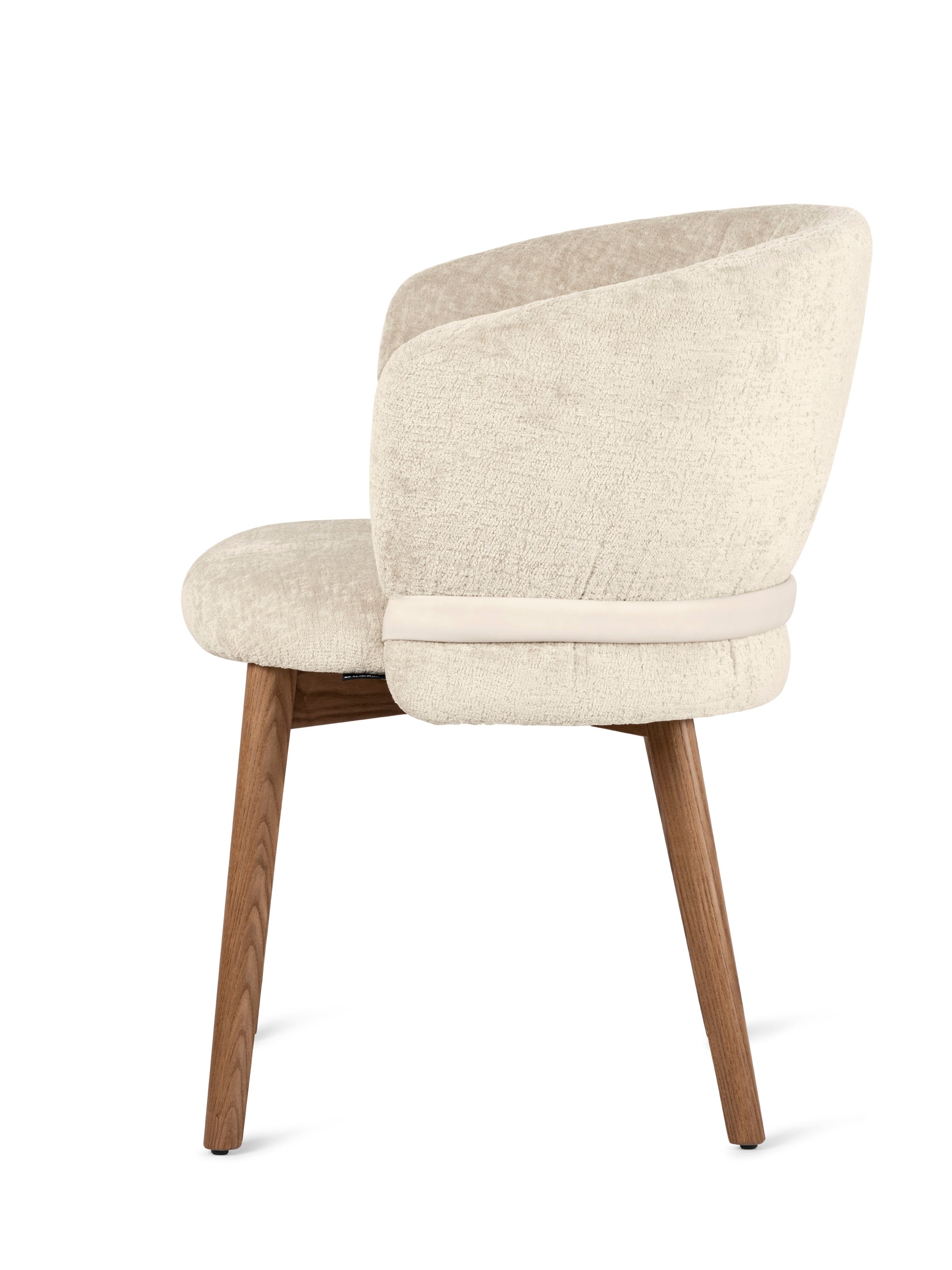 VANILLA upholstered chair with walnut base