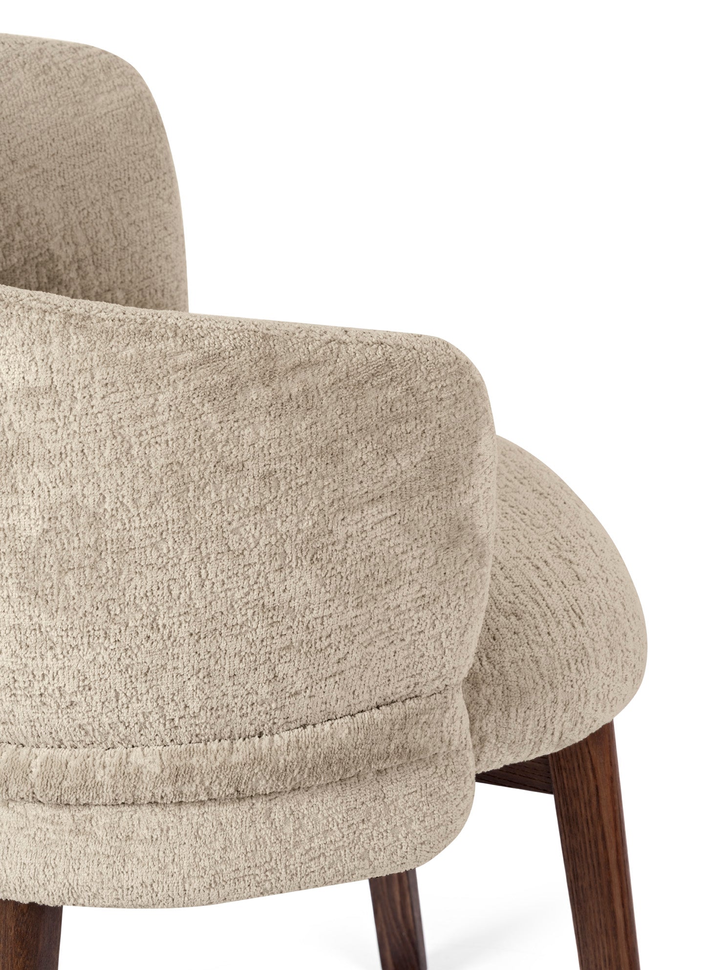 Kreslo VANILLA čalúnené s tmavým dreveným podstavcom