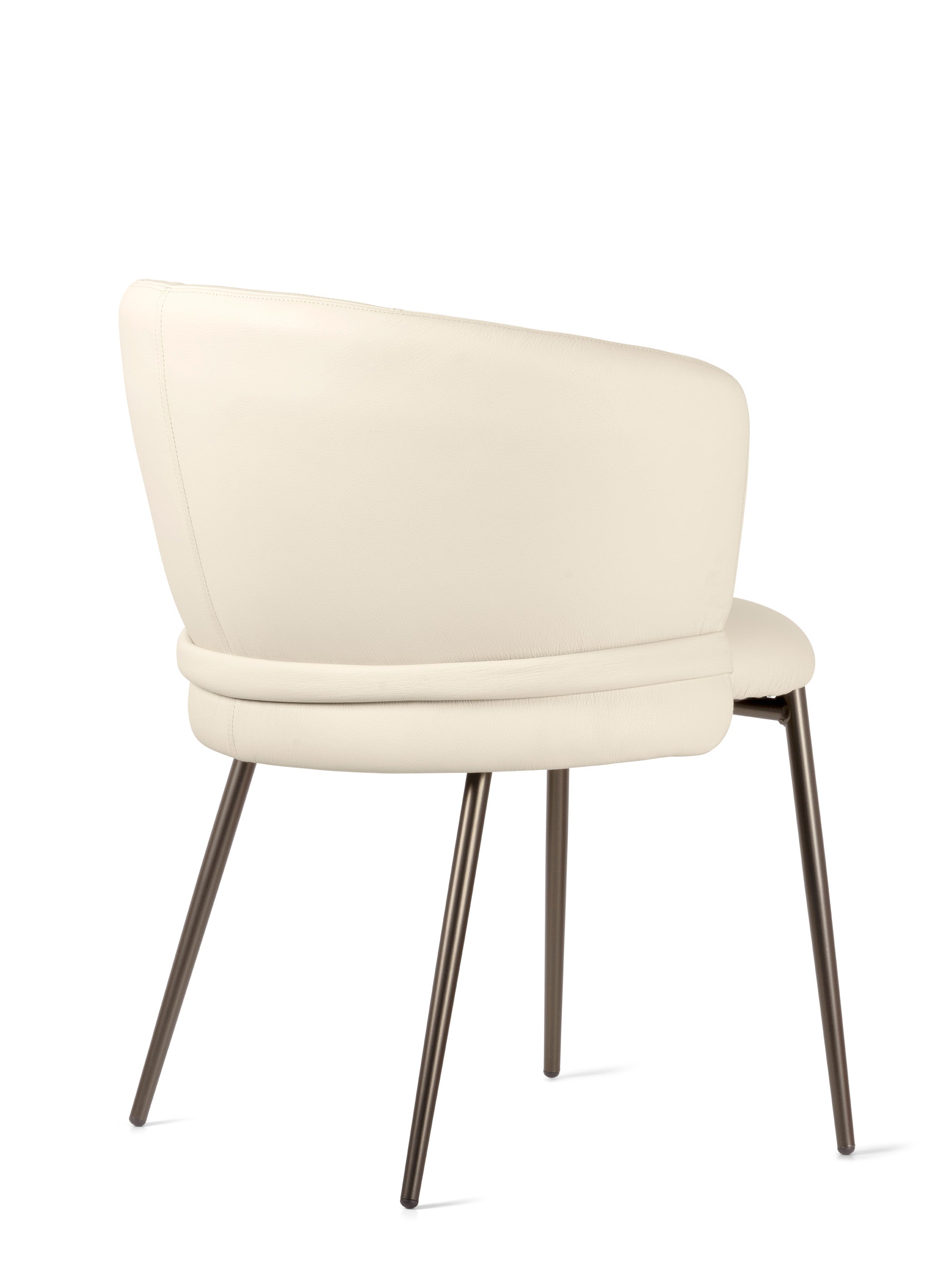 VANILLA upholstered chair with a brown metal base