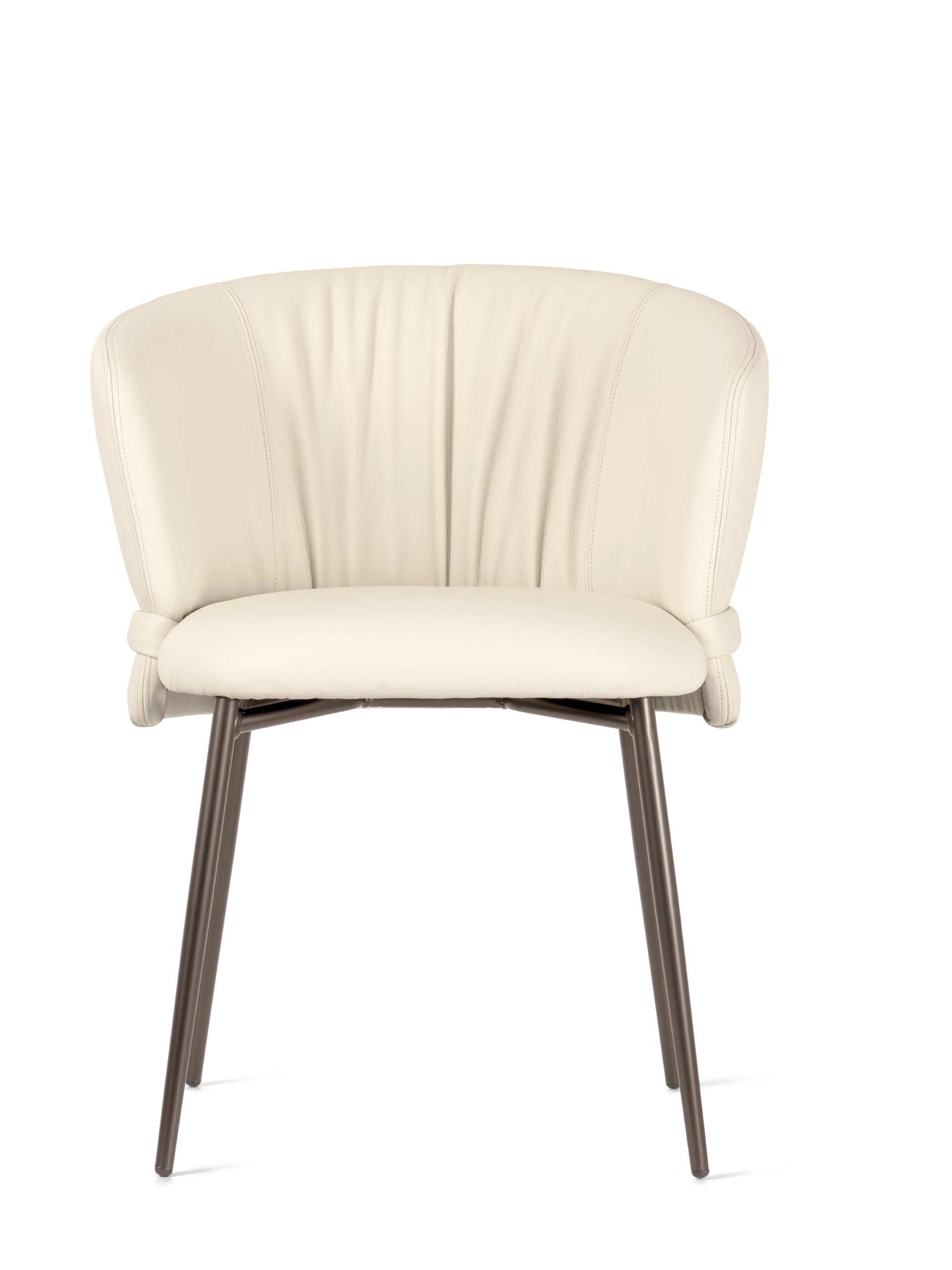 VANILLA upholstered chair with a brown metal base