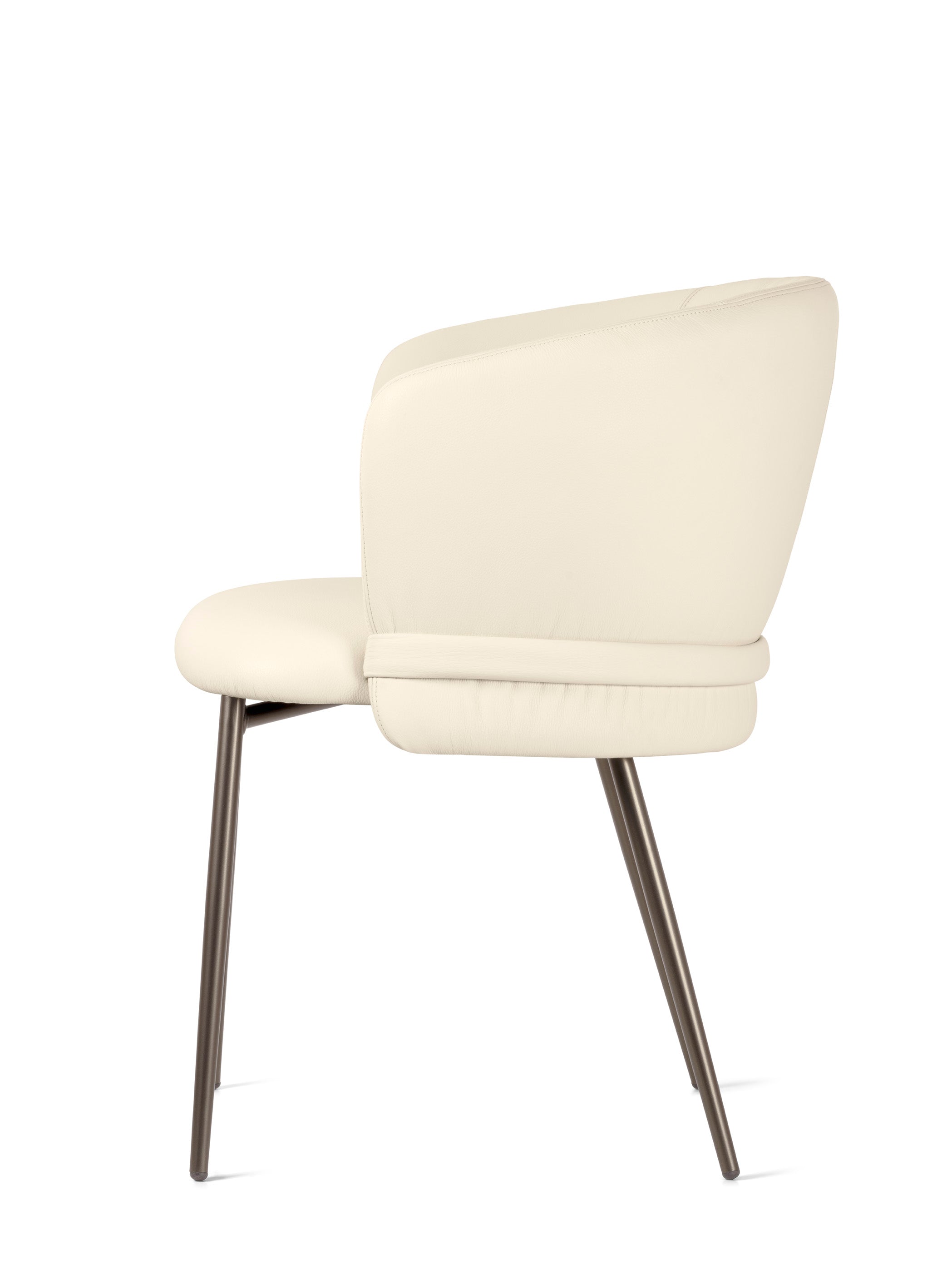 VANILLA upholstered chair with a brown metal base