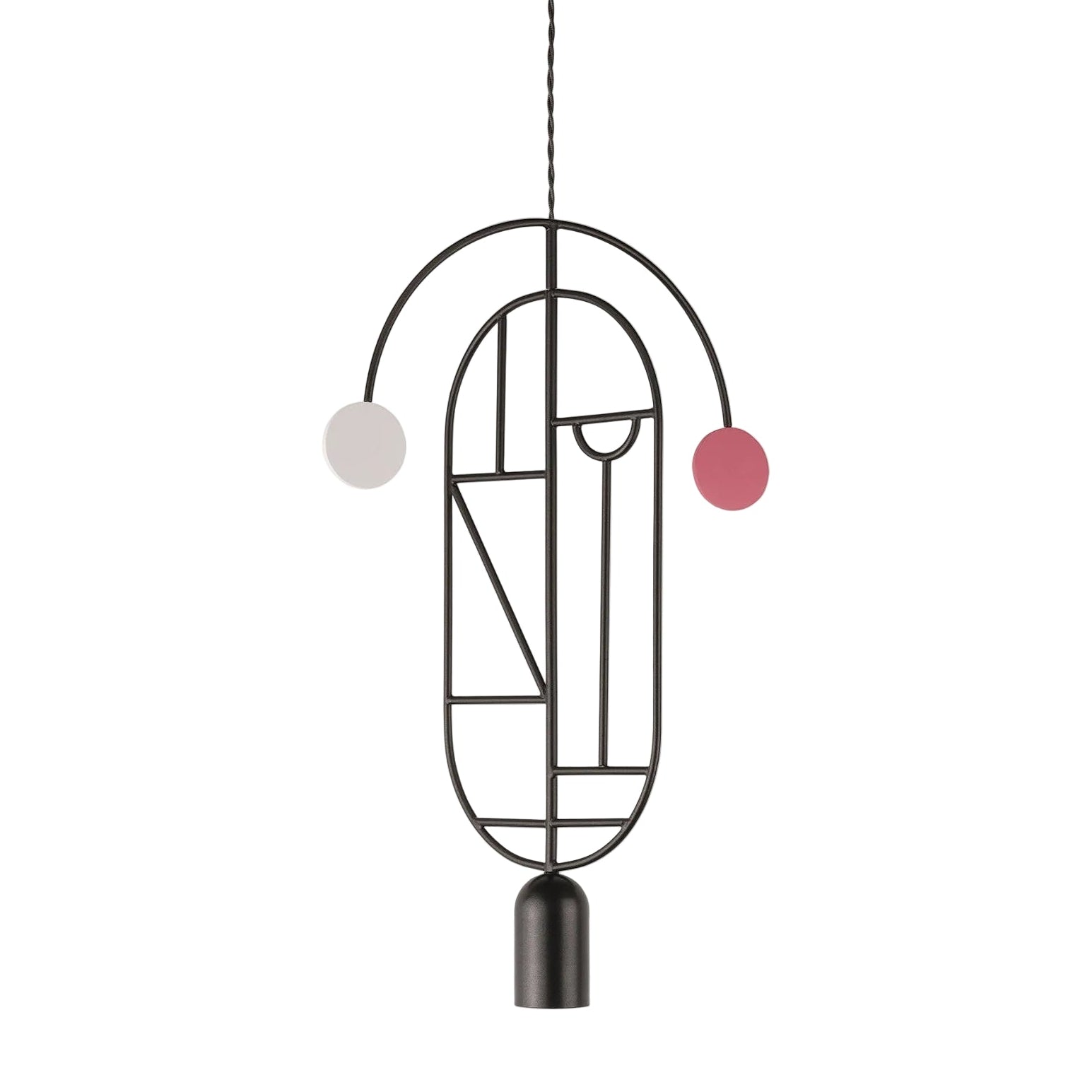 WOODEN DOTS WD07 Pendant Lamp in Graphite with Red and White