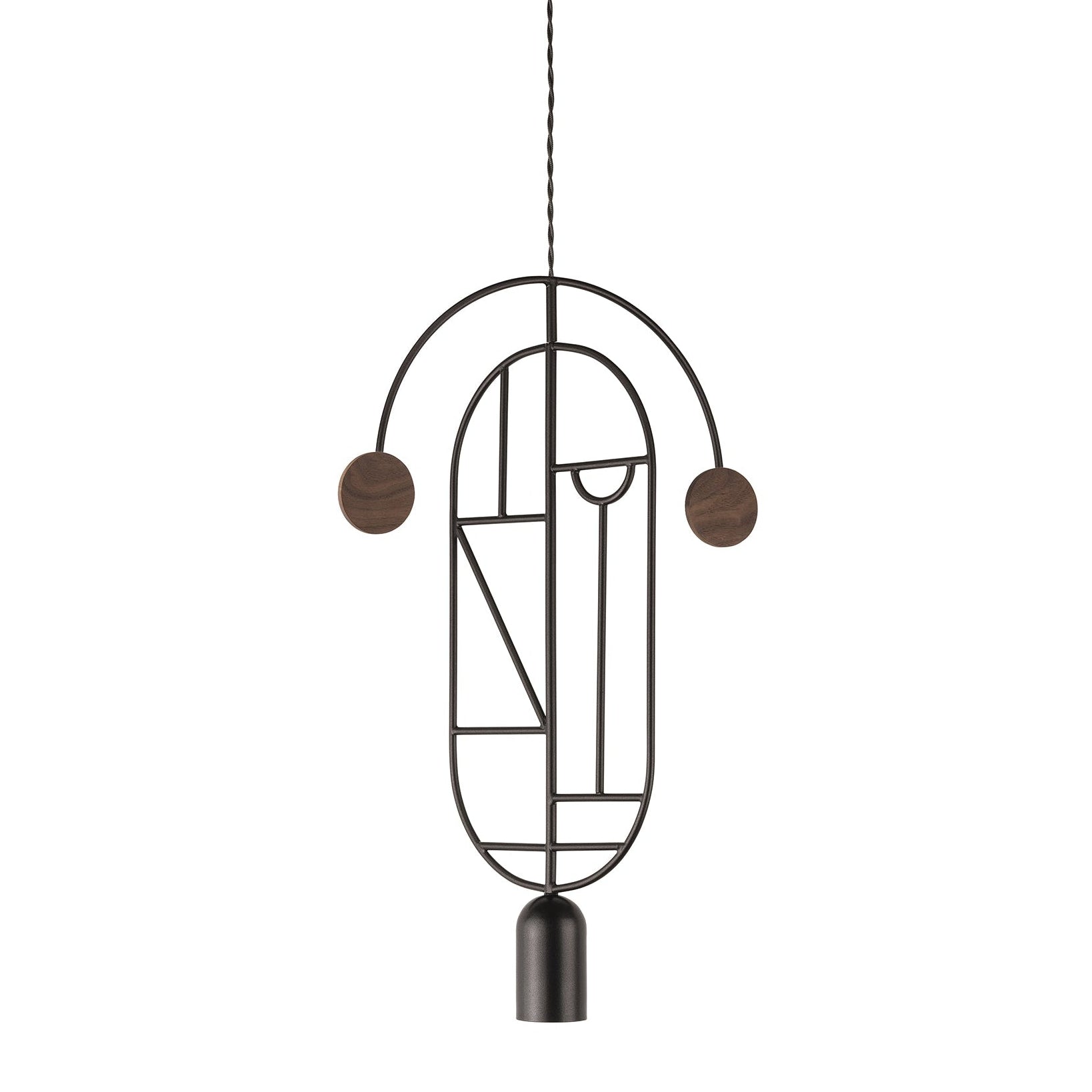 WOODEN DOTS WD07 pendant lamp in graphite with walnut wood