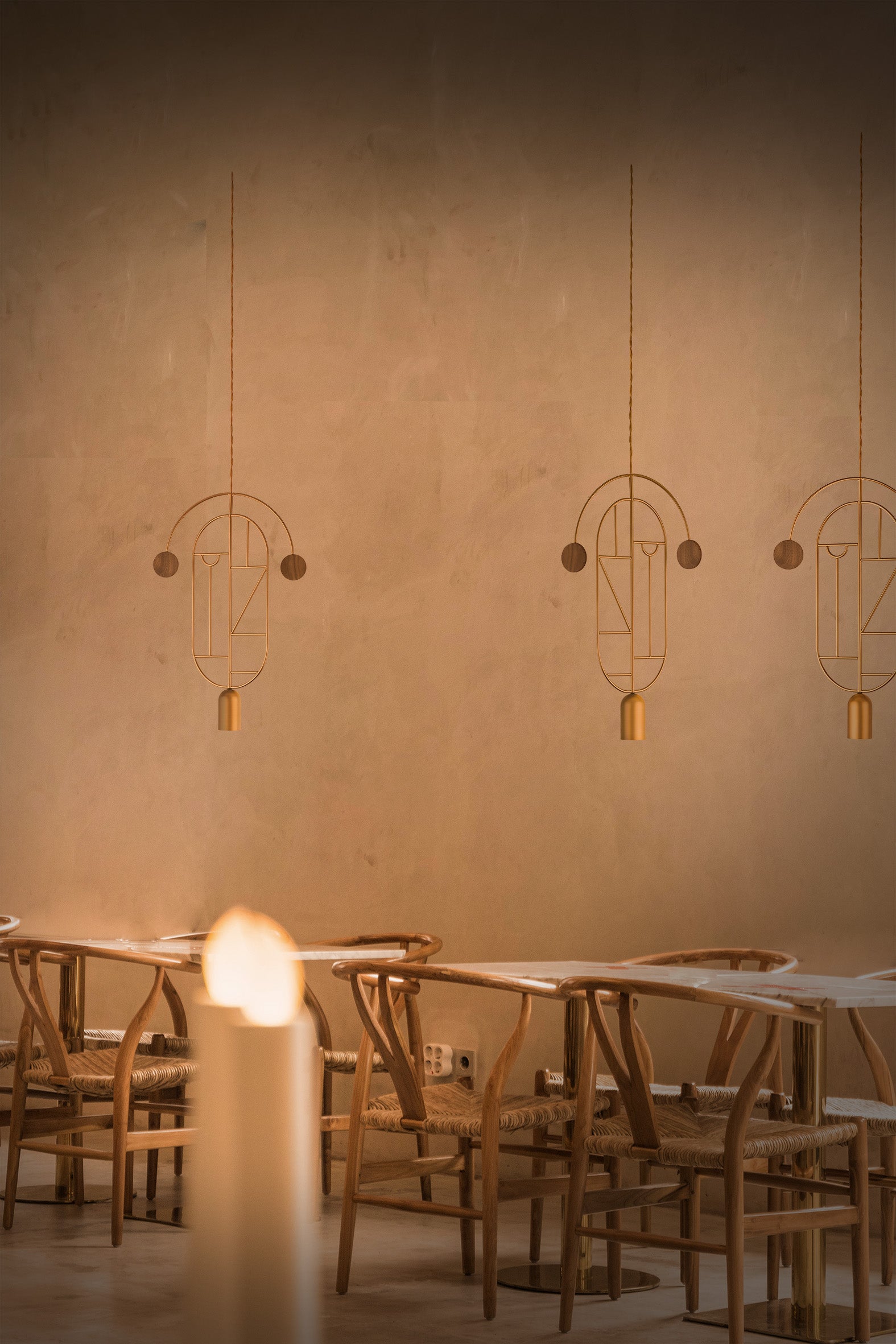 WOODEN DOTS WD08 Pendant Lamp in Graphite with Walnut Wood