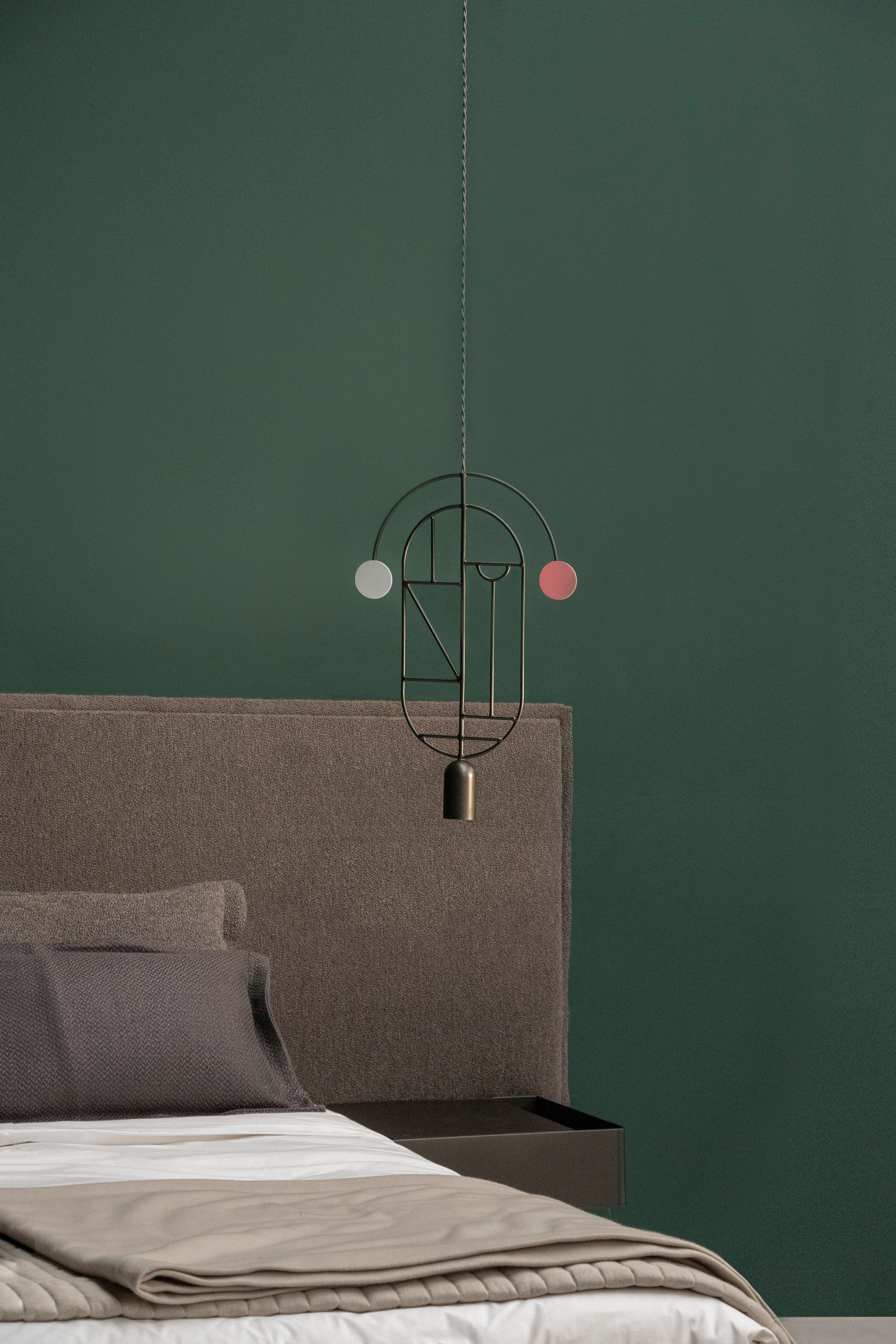 WOODEN DOTS WD07 pendant lamp in graphite with walnut wood