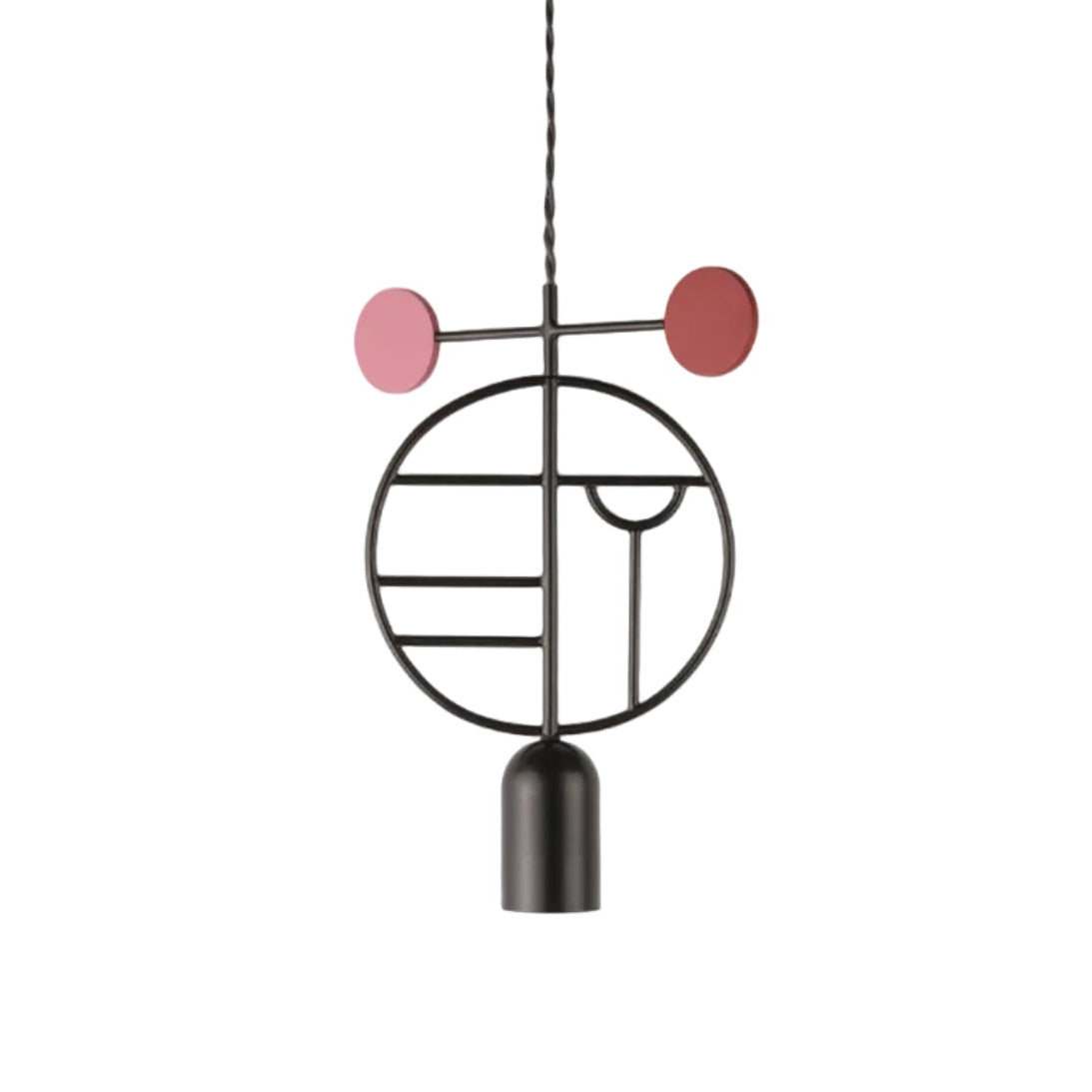 Závesná lampa WOODEN DOTS WD06 grafitová s červenou a ružovou