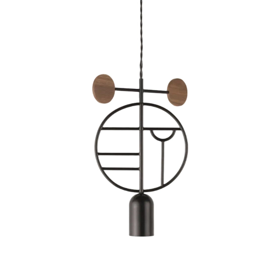 WOODEN DOTS WD06 Pendant Lamp in Graphite with Walnut Wood