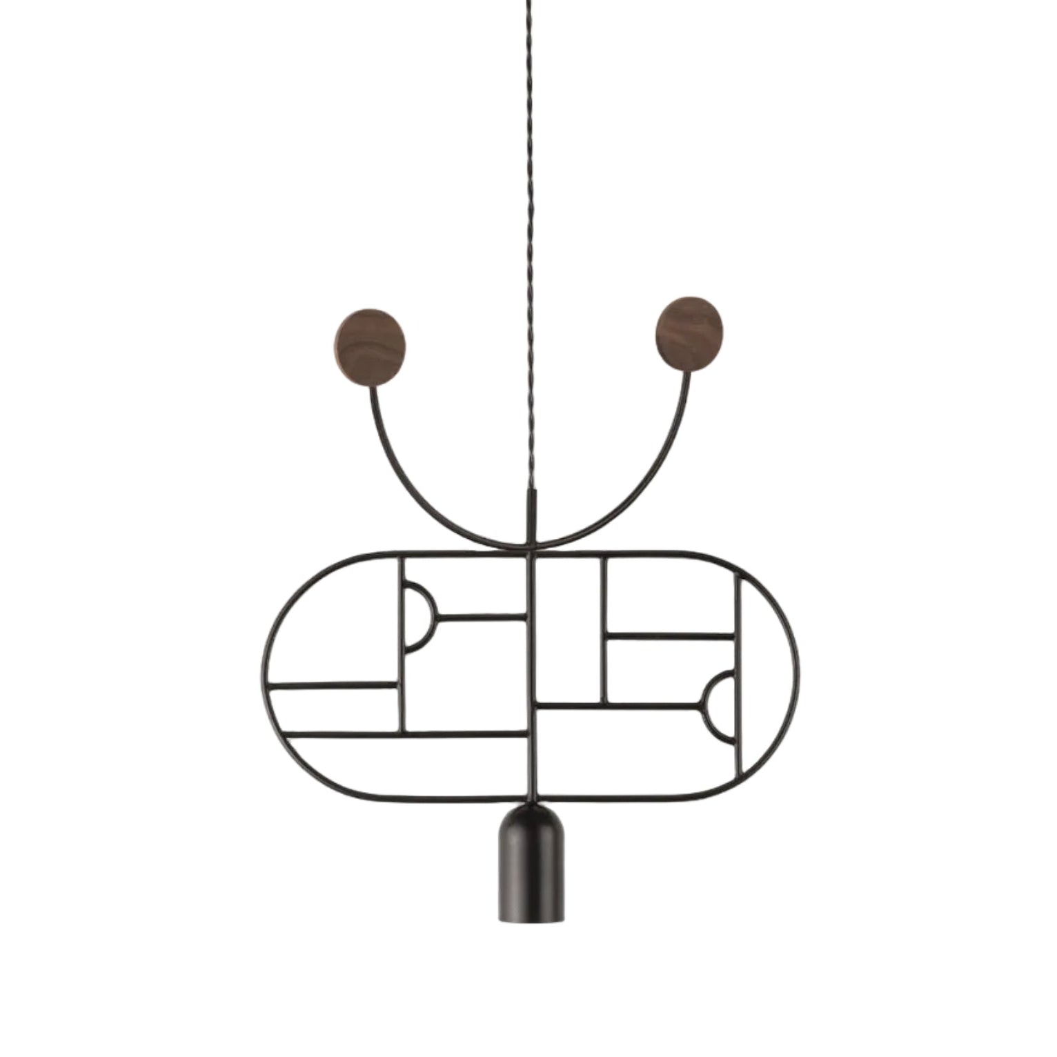 WOODEN DOTS WD08 Pendant Lamp in Graphite with Walnut Wood