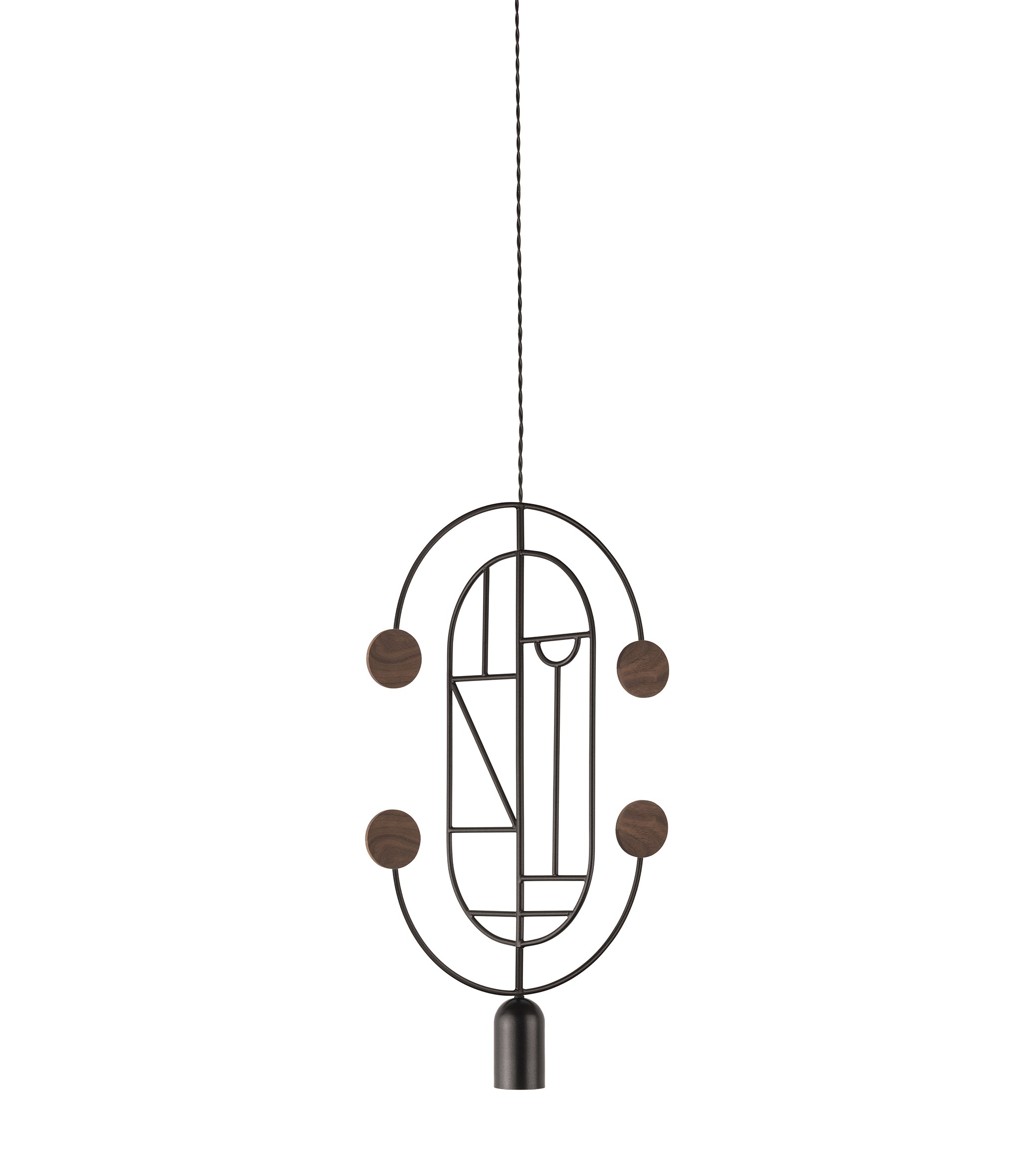 Závesná lampa WOODEN DOTS WDS04 grafitová s orechovým drevom