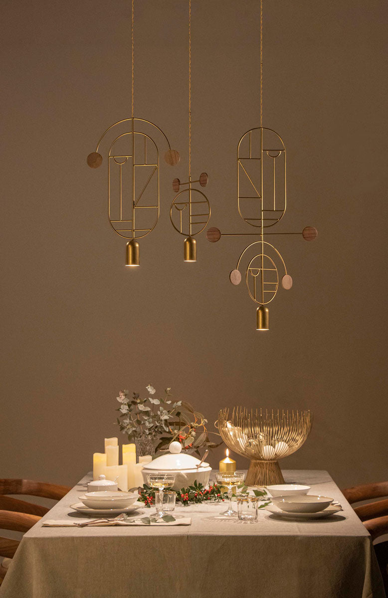 WOODEN DOTS WD01 Pendant Lamp in Brass