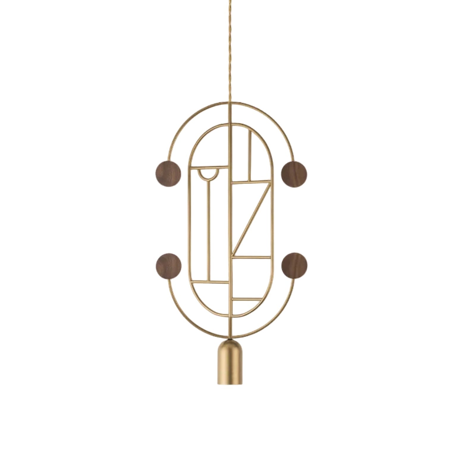 Závesná lampa WOODEN DOTS WDS04 mosadzná s orechovým drevom