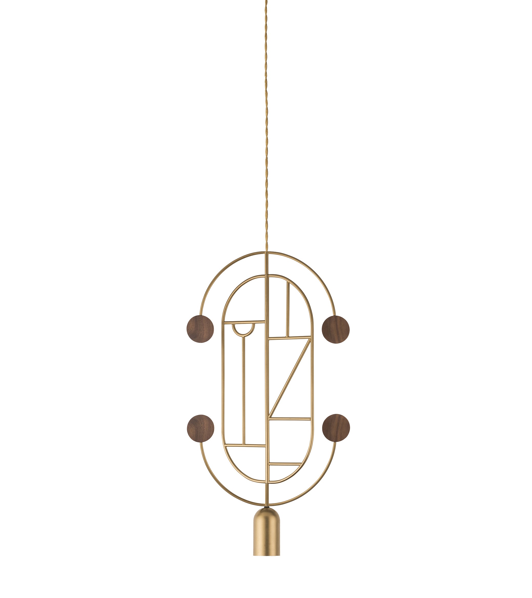 Závesná lampa WOODEN DOTS WDS04 mosadzná s orechovým drevom