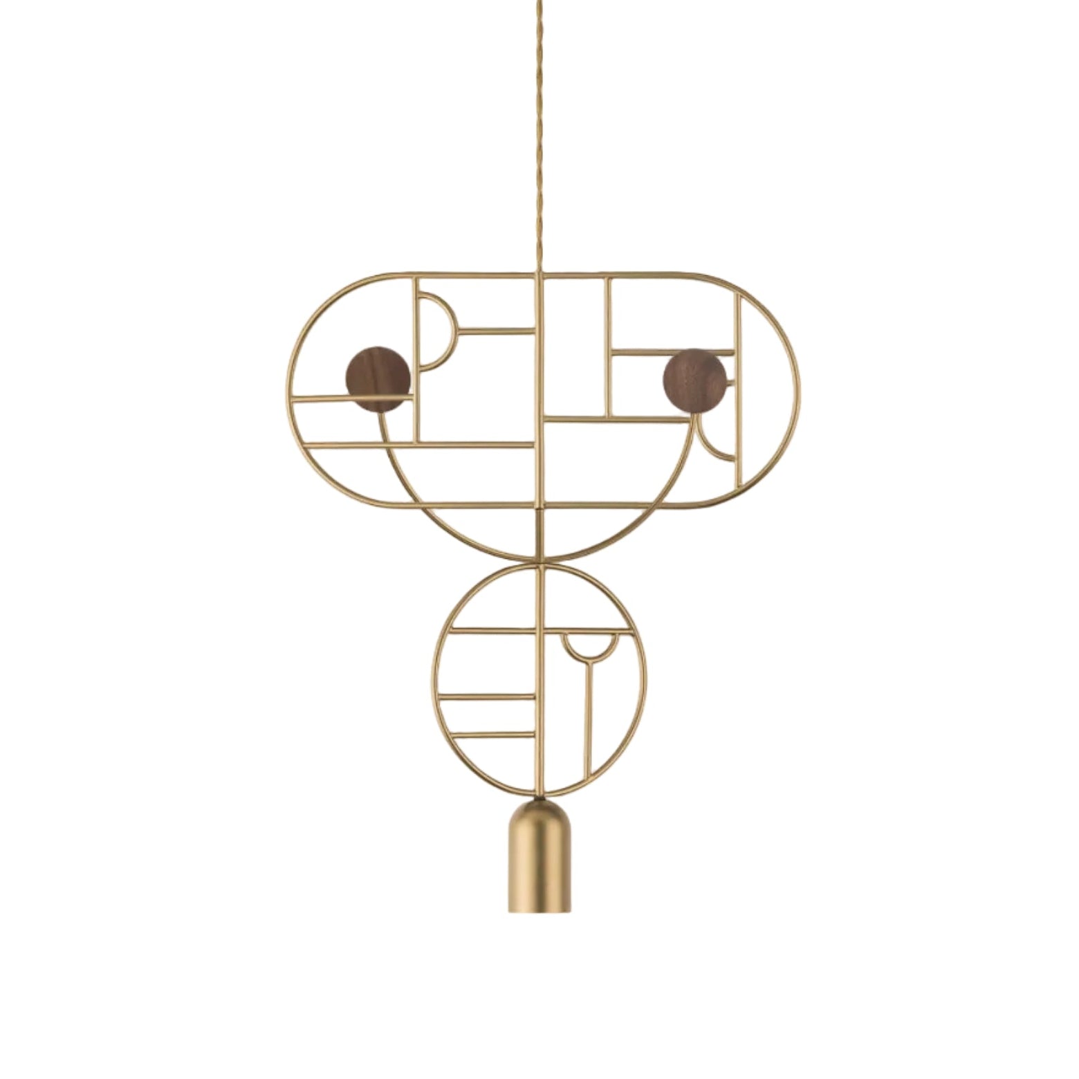 Závesná lampa WOODEN DOTS WDS07 mosadzná s orechovým drevom
